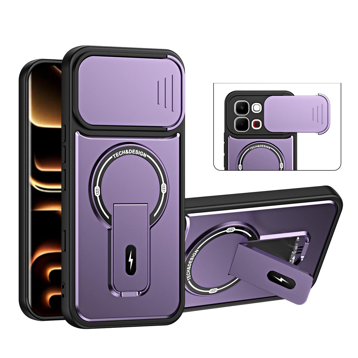 For Infinix Note Edge 5G Sliding Camshield Holder Magnetic Phone Case(Purple) - Shopkiz.com