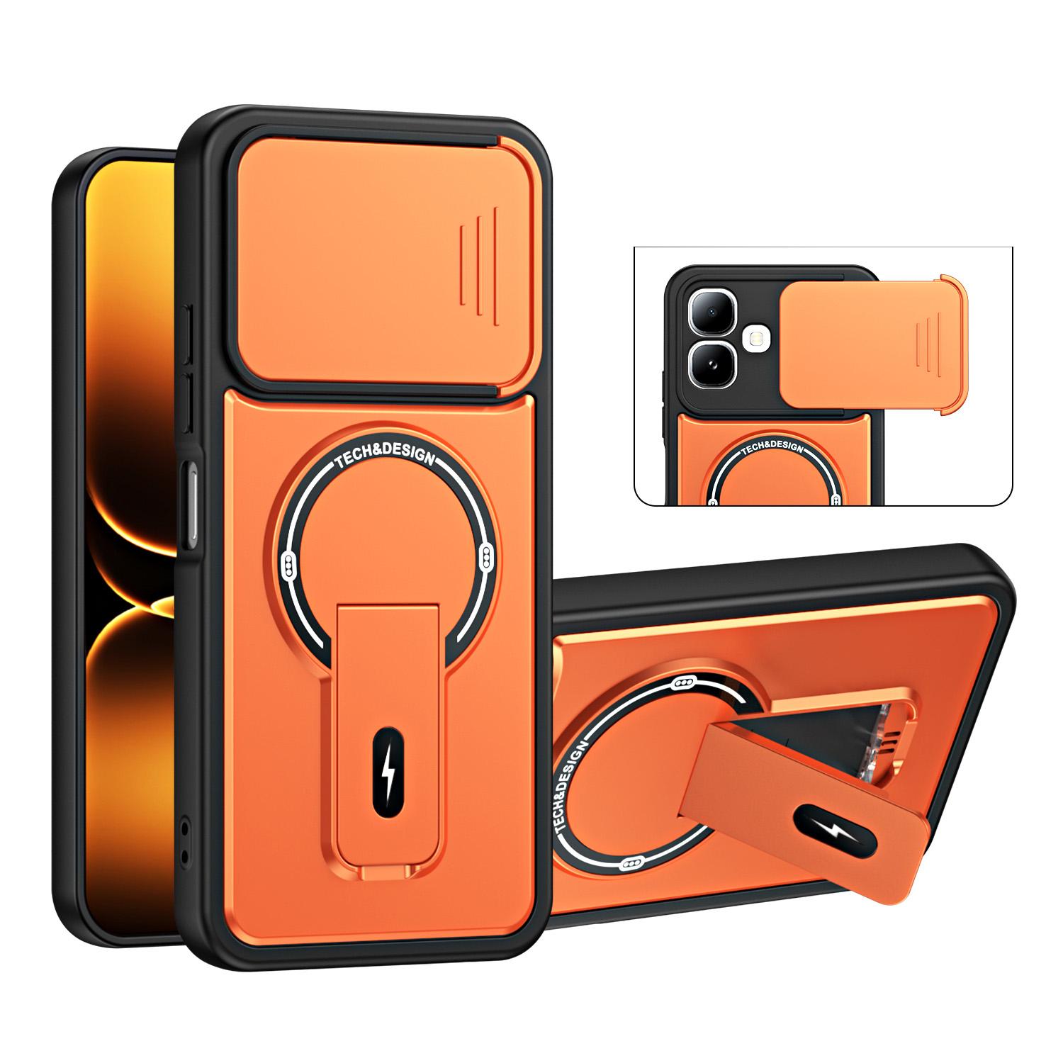 For Infinix Smart 20 4G Sliding Camshield Holder Magnetic Phone Case(Orange) - Shopkiz.com
