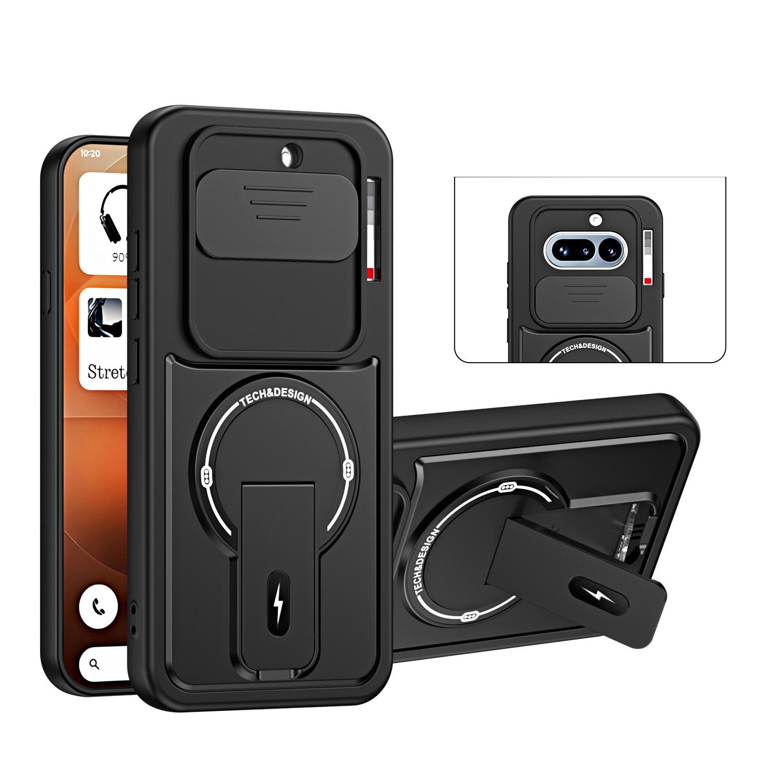 For Nothing Phone 4a Sliding Camshield Holder Magnetic Phone Case(Black) - Shopkiz.com
