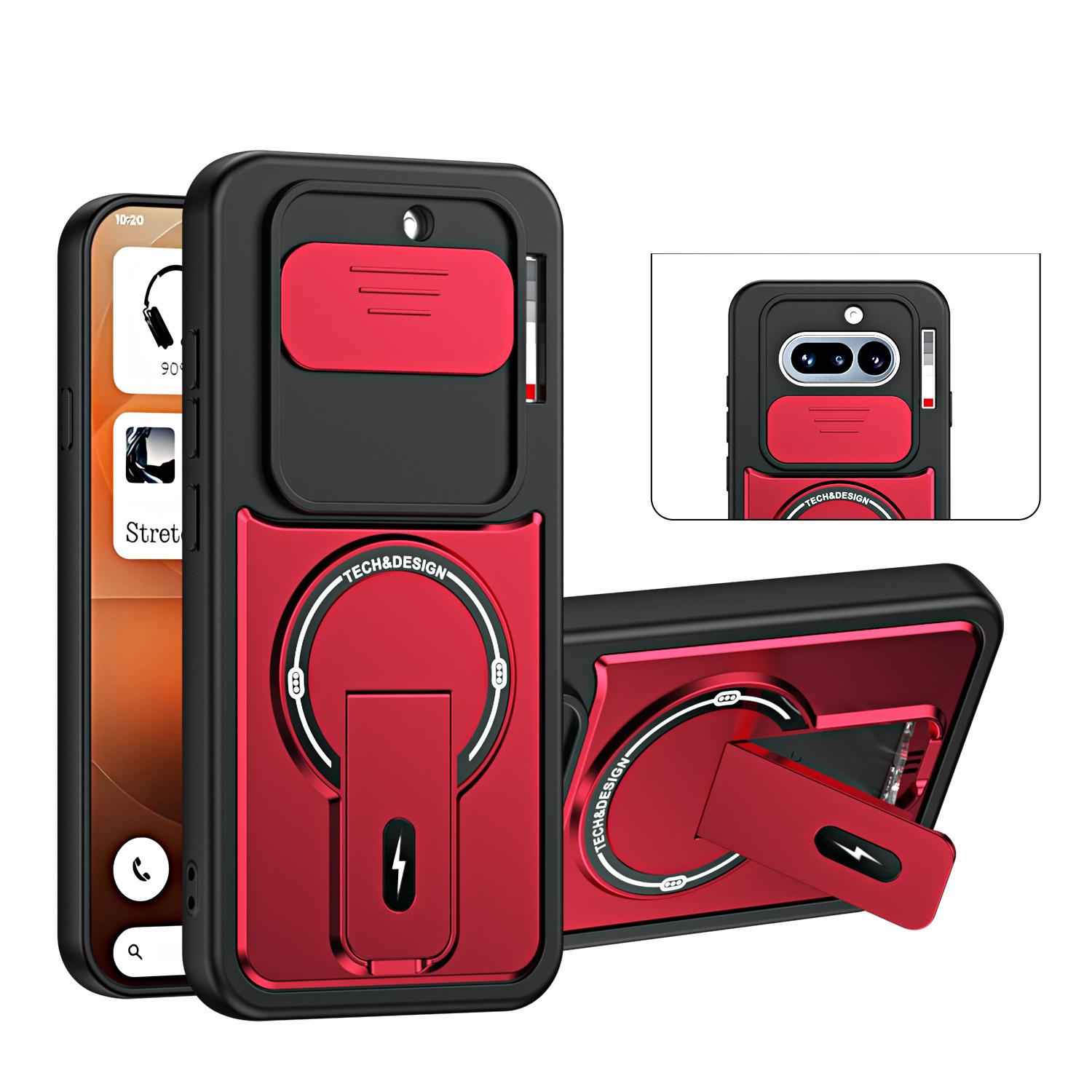 For Nothing Phone 4a Sliding Camshield Holder Magnetic Phone Case(Red) - Shopkiz.com