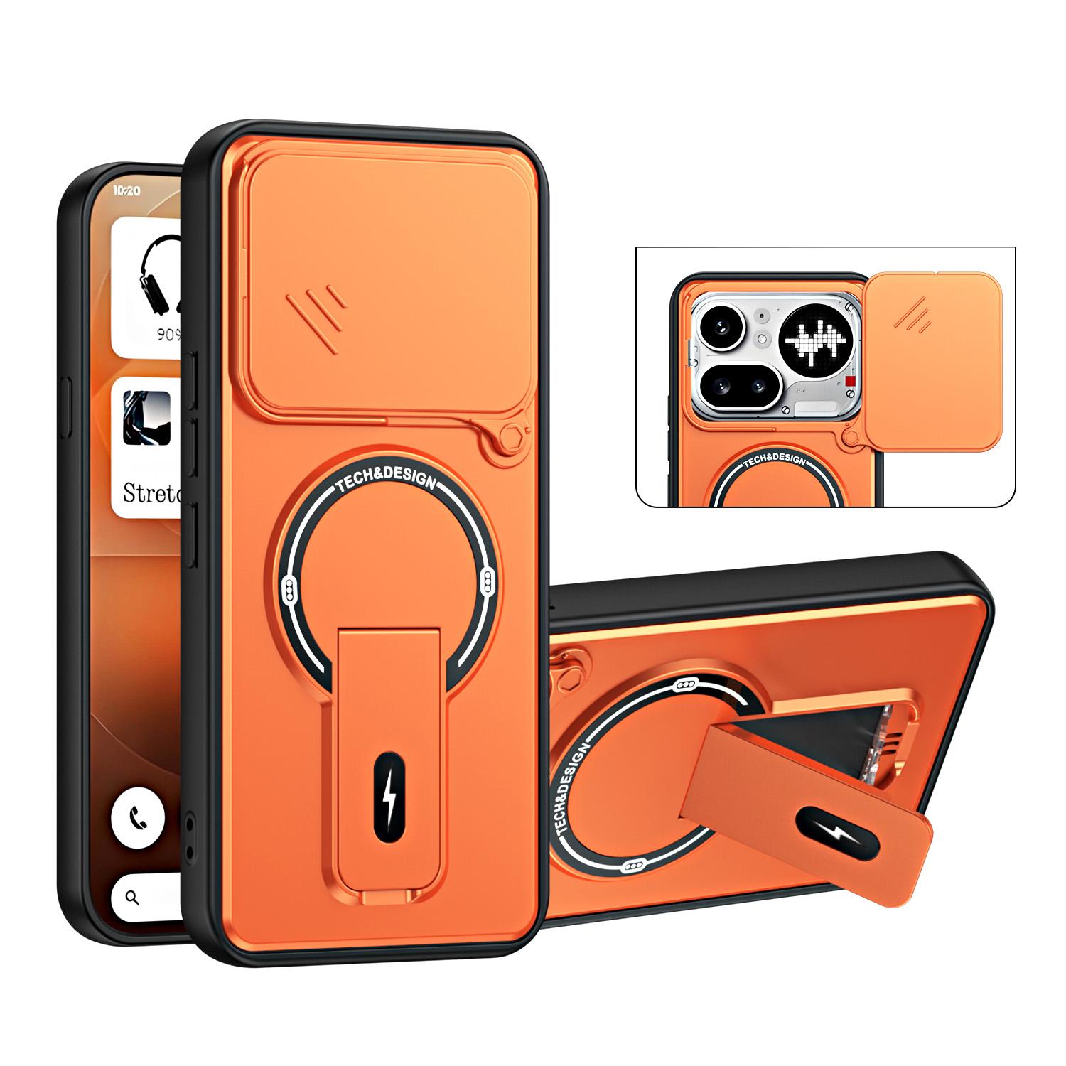 For Nothing Phone 4a Pro Sliding Camshield Holder Magnetic Phone Case(Orange) - Shopkiz.com