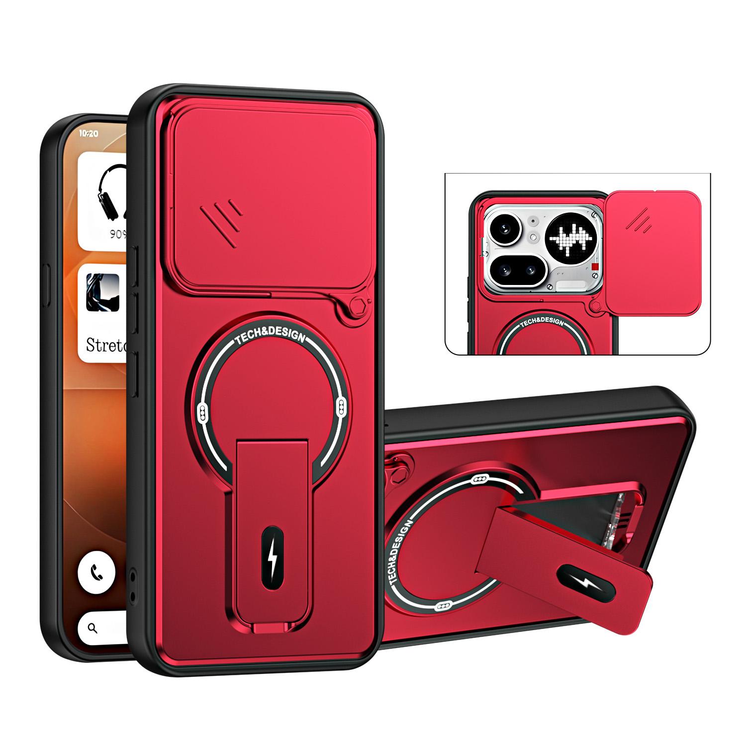 For Nothing Phone 4a Pro Sliding Camshield Holder Magnetic Phone Case(Red) - Shopkiz.com