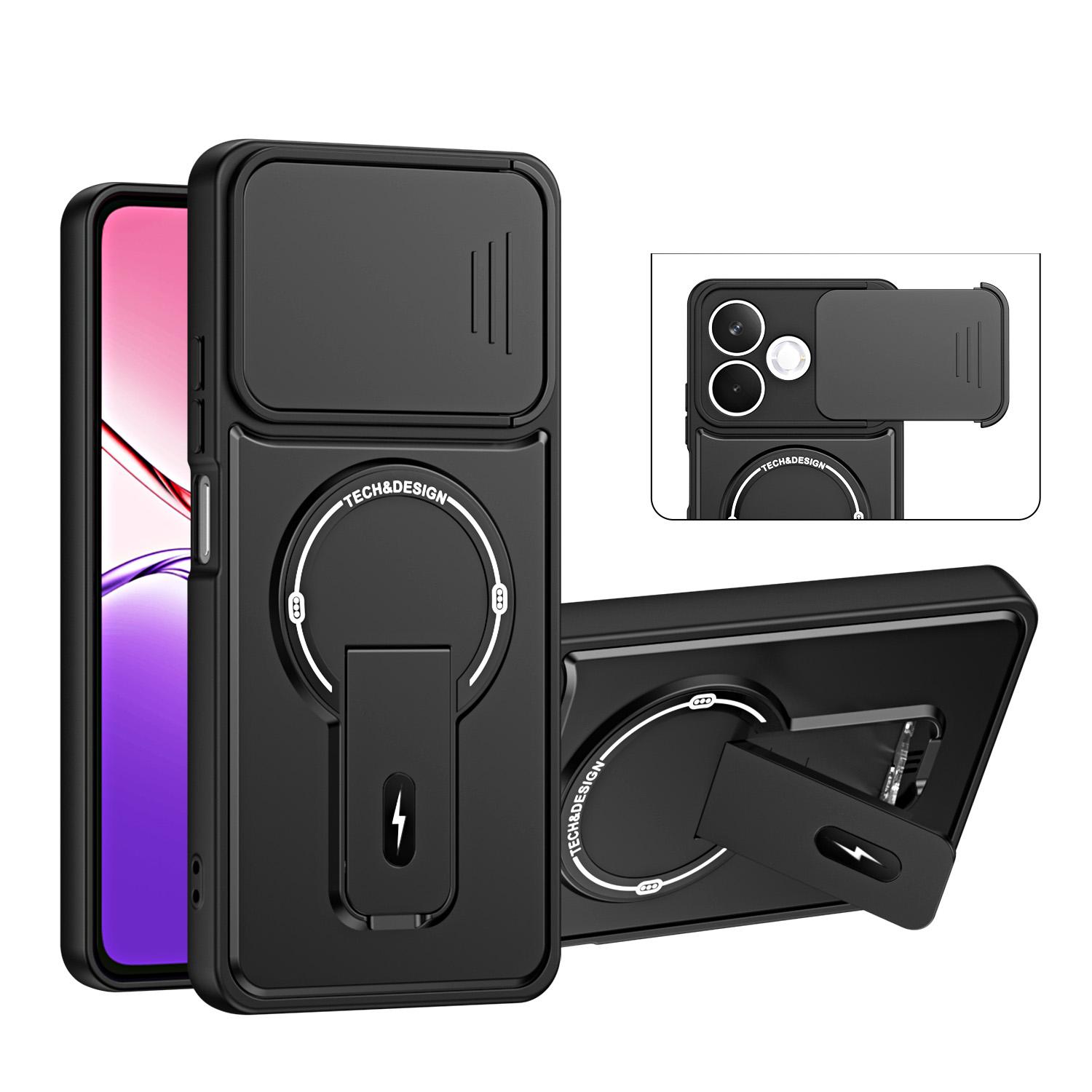 For OPPO A5 Pro 5G Global Sliding Camshield Holder Magnetic Phone Case(Black) - Shopkiz.com