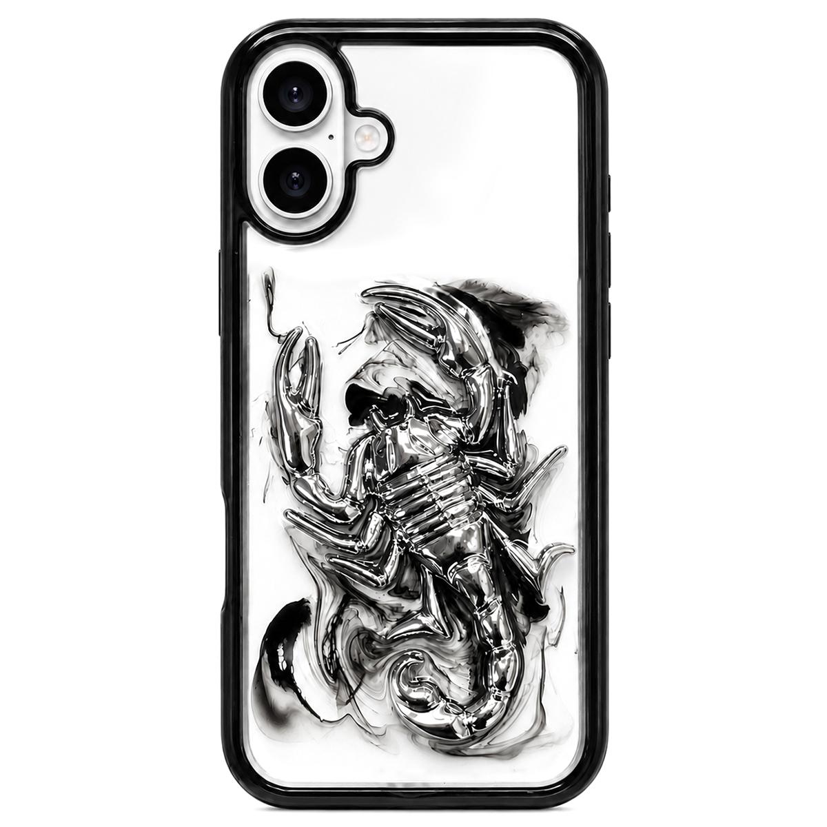 For iPhone 17 Epoxy Resin Diffusion Scorpion Acrylic Phone Case(Light Ink) - Shopkiz.com