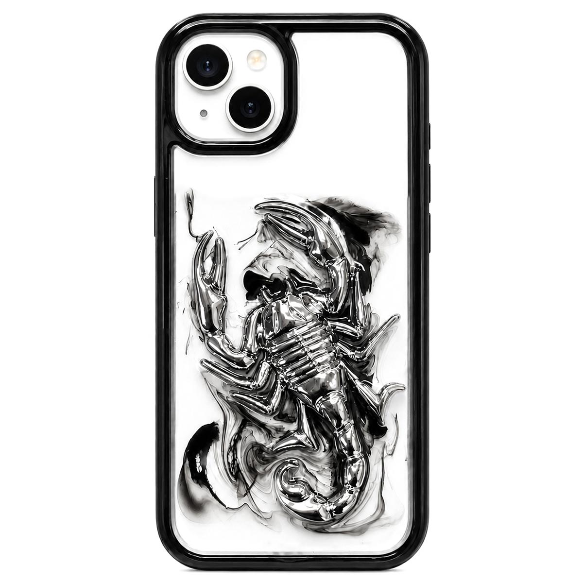 For iPhone 14 Epoxy Resin Diffusion Scorpion Acrylic Phone Case(Light Ink) - Shopkiz.com