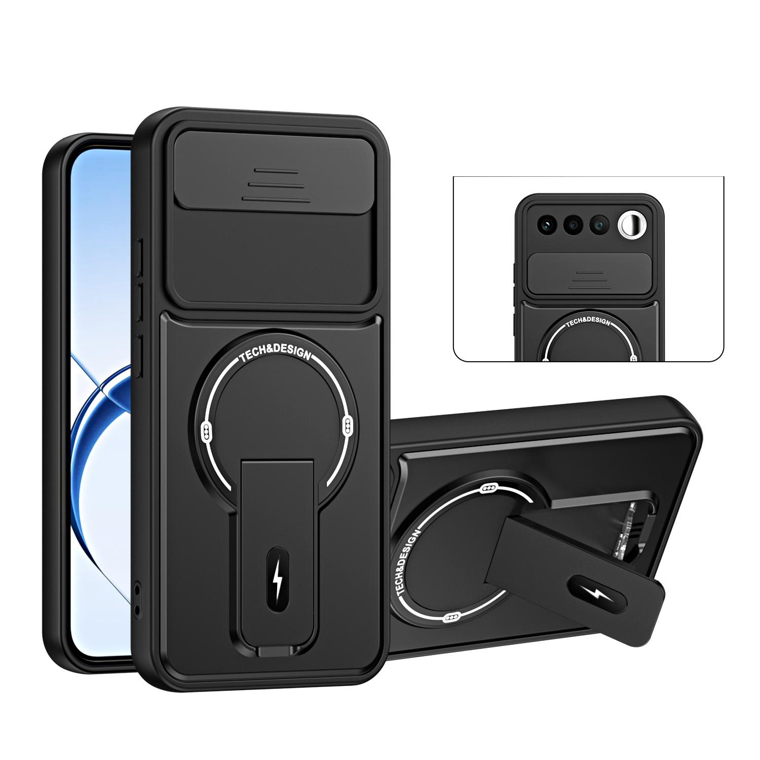 For Realme 16 5G Sliding Camshield Holder Magnetic Phone Case(Black) - Shopkiz.com