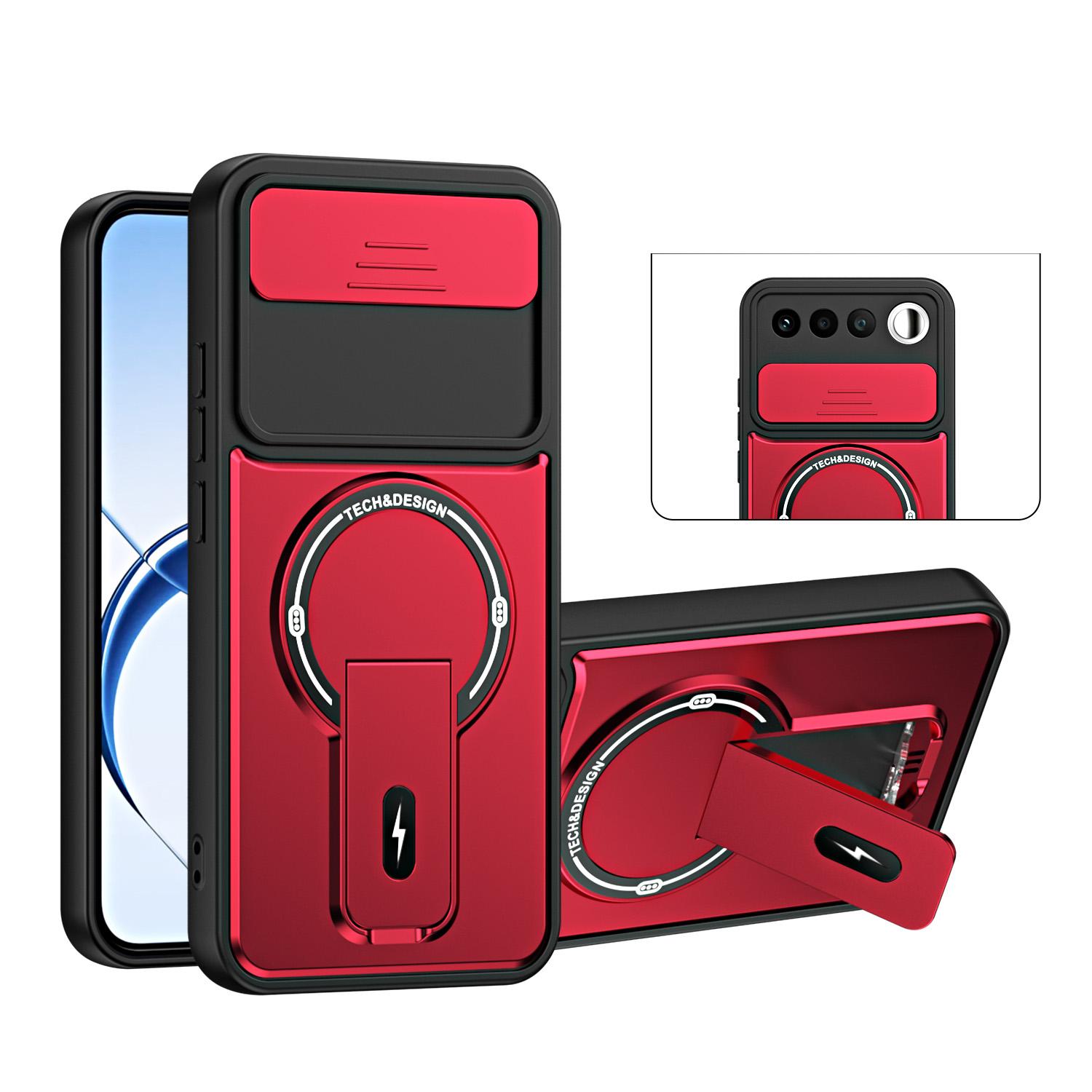 For Realme 16 5G Sliding Camshield Holder Magnetic Phone Case(Red) - Shopkiz.com