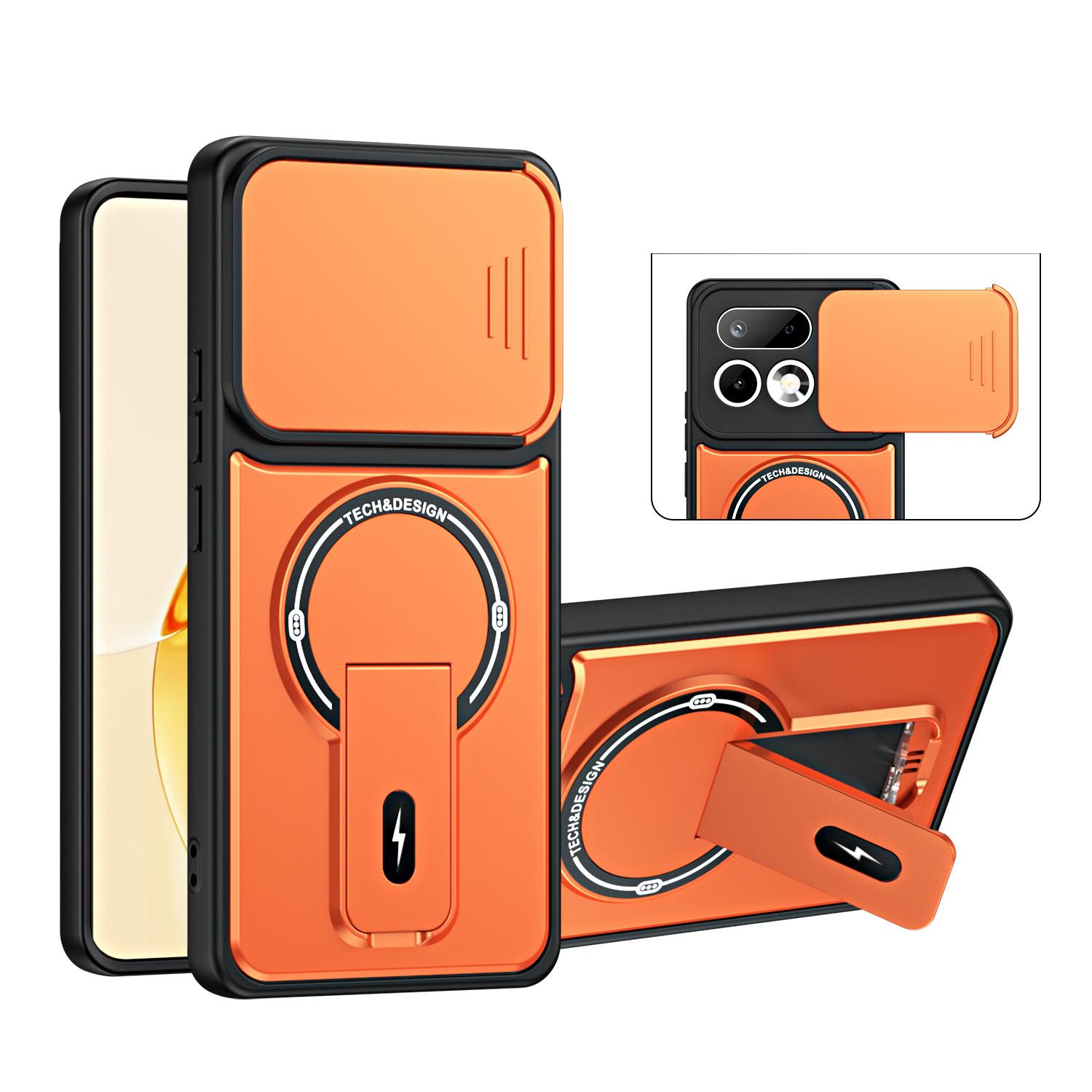 For Realme 16 Pro+ 5G Sliding Camshield Holder Magnetic Phone Case(Orange) - Shopkiz.com