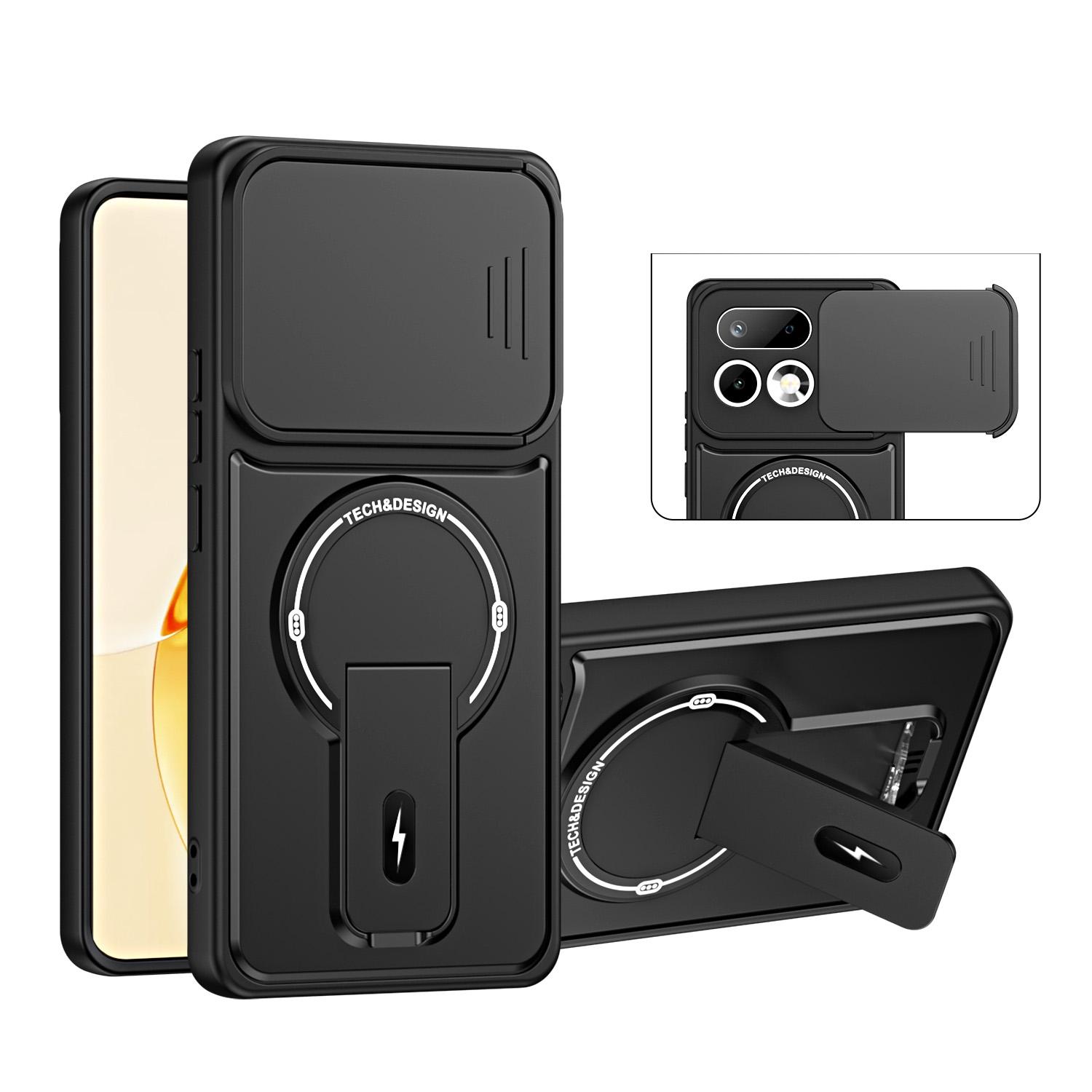 For Realme 16 Pro+ 5G Sliding Camshield Holder Magnetic Phone Case(Black) - Shopkiz.com