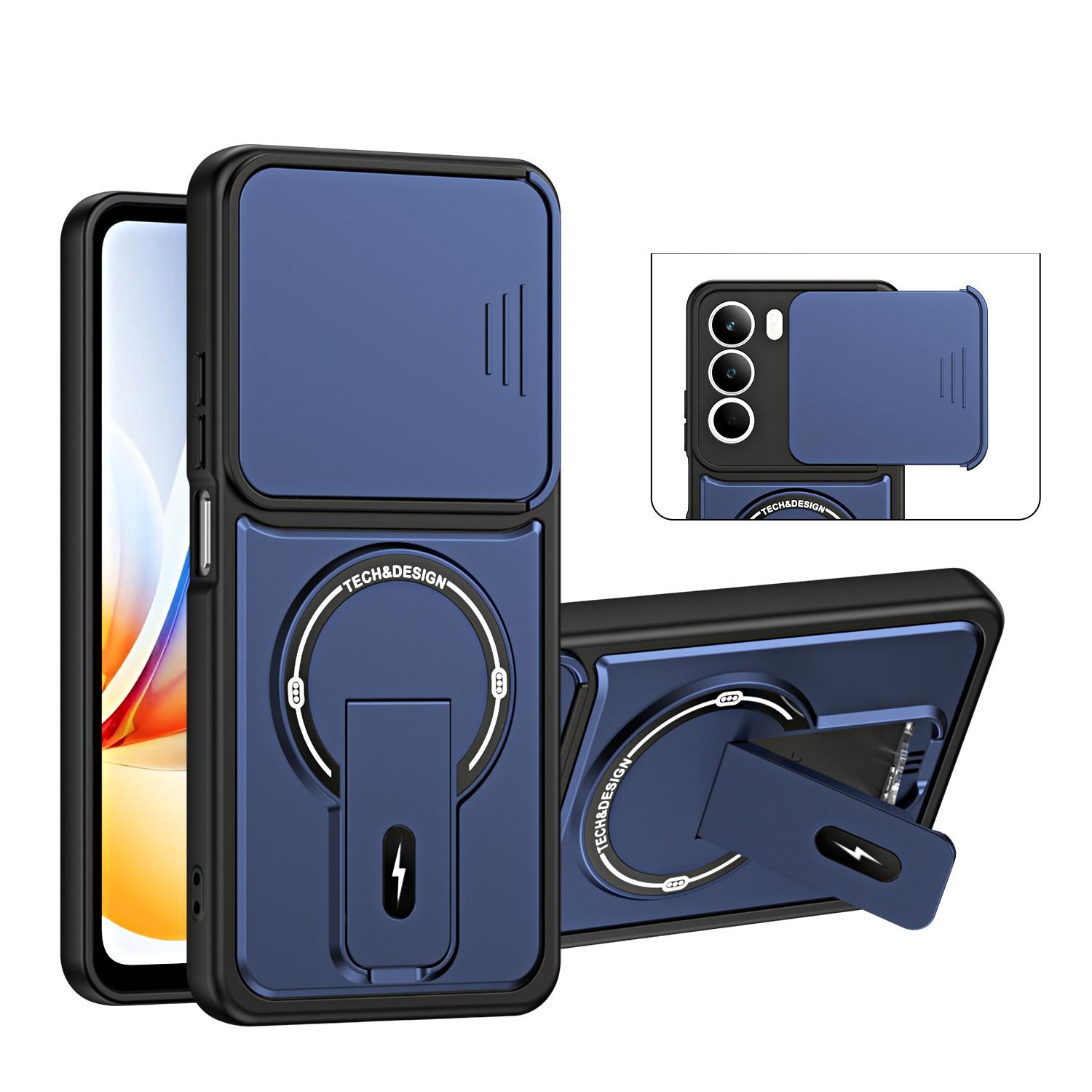 For Realme C71 4G / P3 Lite 4G Sliding Camshield Holder Magnetic Phone Case(Blue) - Shopkiz.com