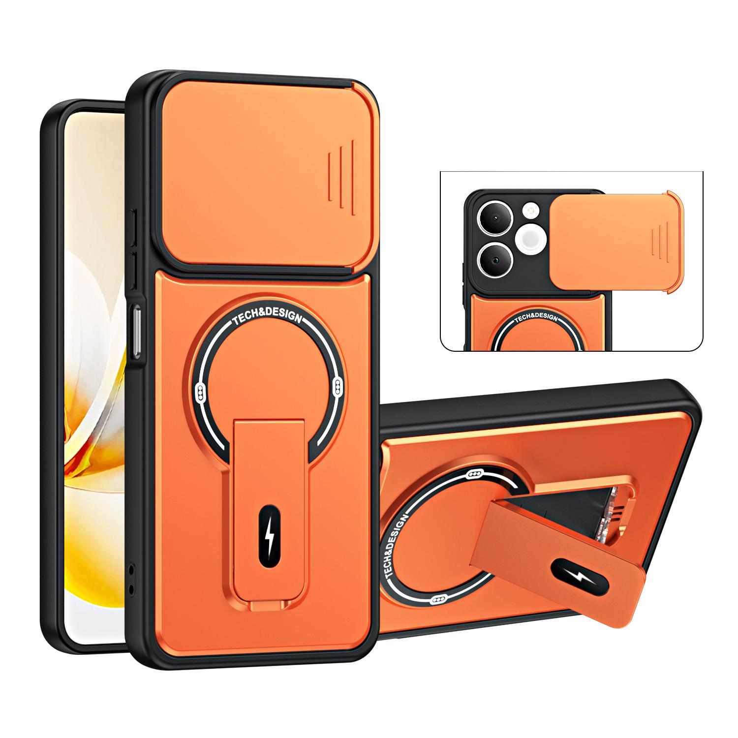 For Realme C71 4G India / Note 70 Sliding Camshield Holder Magnetic Phone Case(Orange) - Shopkiz.com