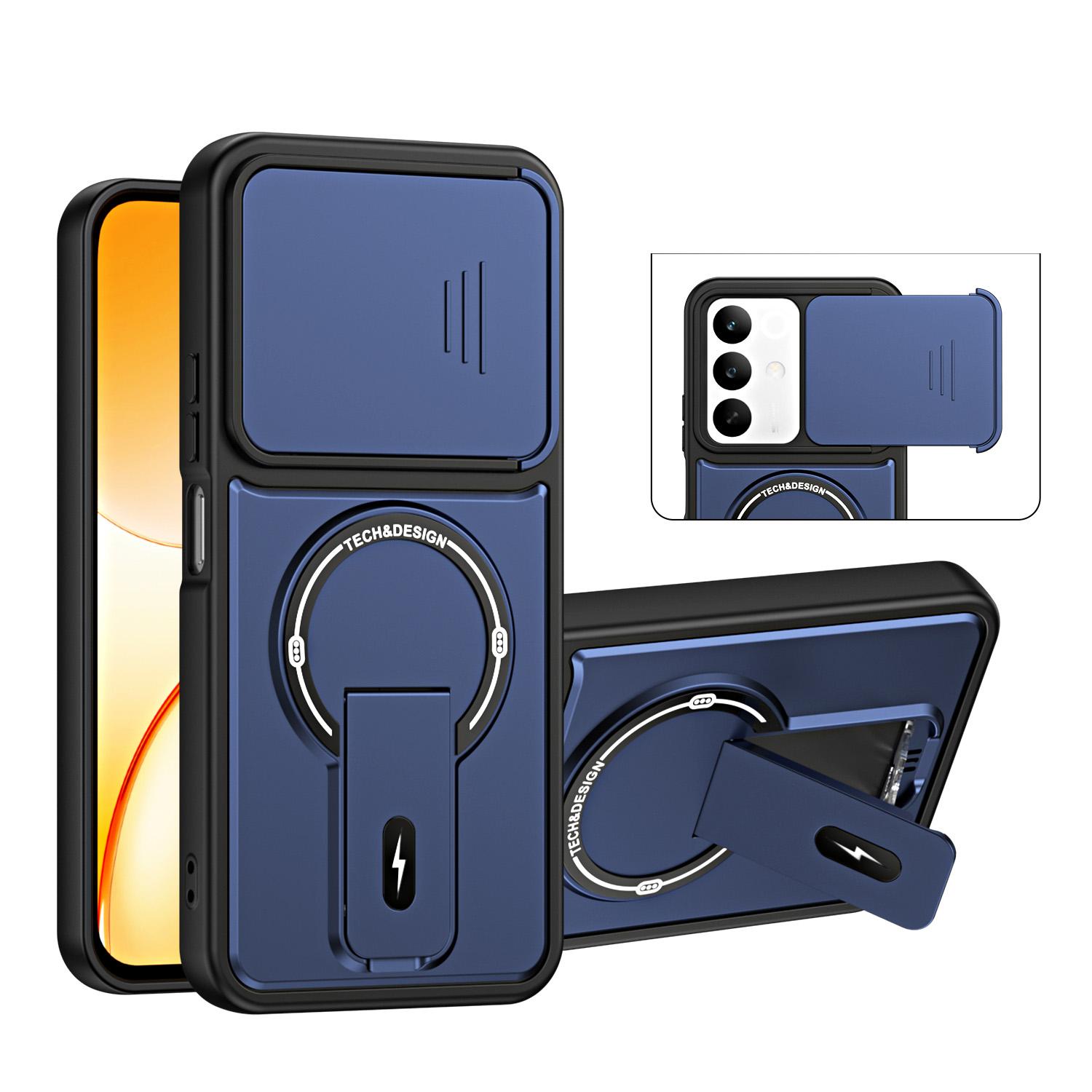 For Realme C85 / C83 5G / 15x India Sliding Camshield Holder Magnetic Phone Case(Blue) - Shopkiz.com