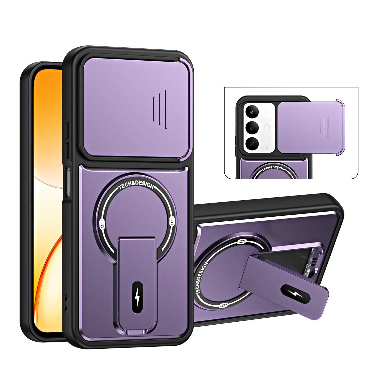 For Realme C85 / C83 5G / 15x India Sliding Camshield Holder Magnetic Phone Case(Purple) - Shopkiz.com