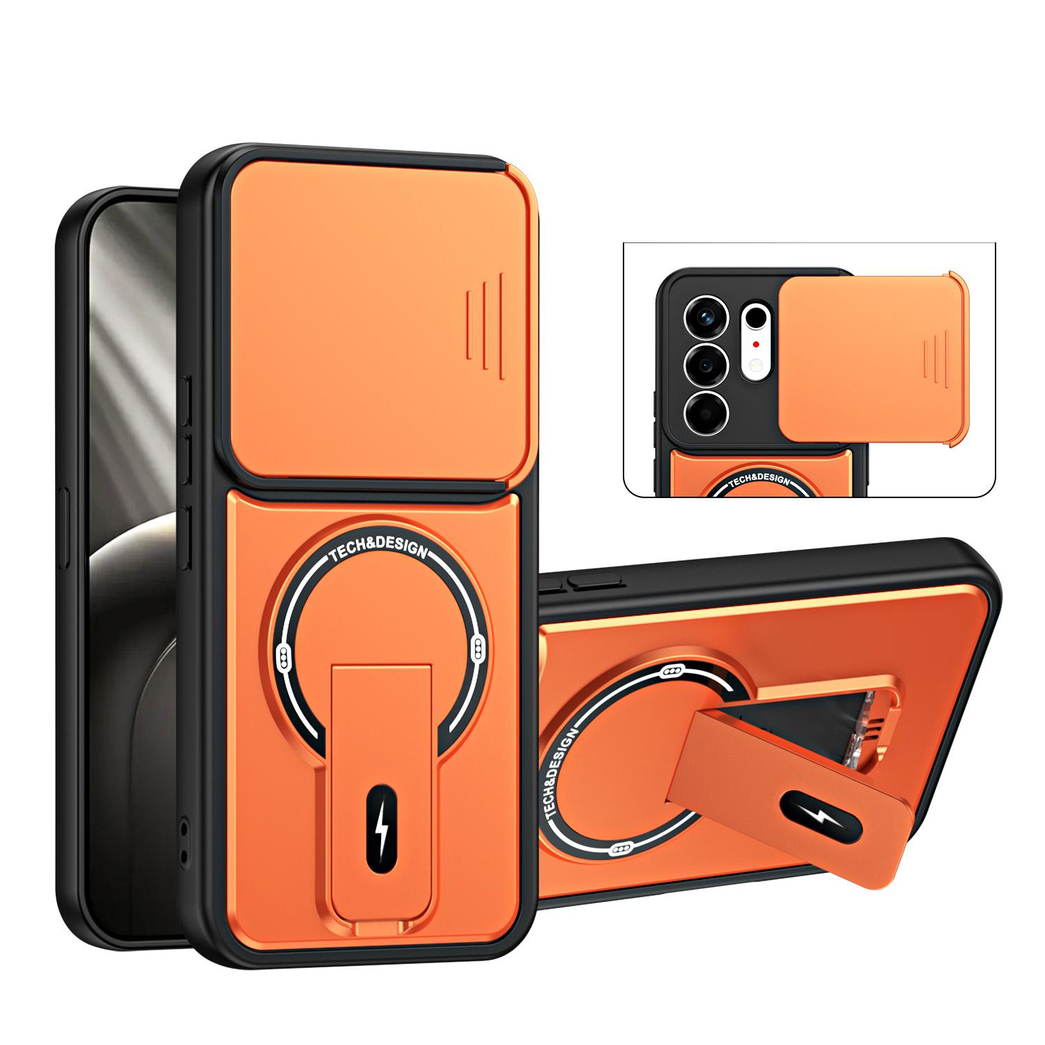 For Tecno Camon 50 4G Sliding Camshield Holder Magnetic Phone Case(Orange) - Shopkiz.com