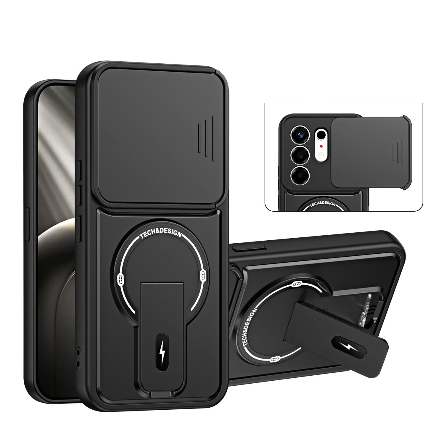 For Tecno Camon 50 4G Sliding Camshield Holder Magnetic Phone Case(Black) - Shopkiz.com