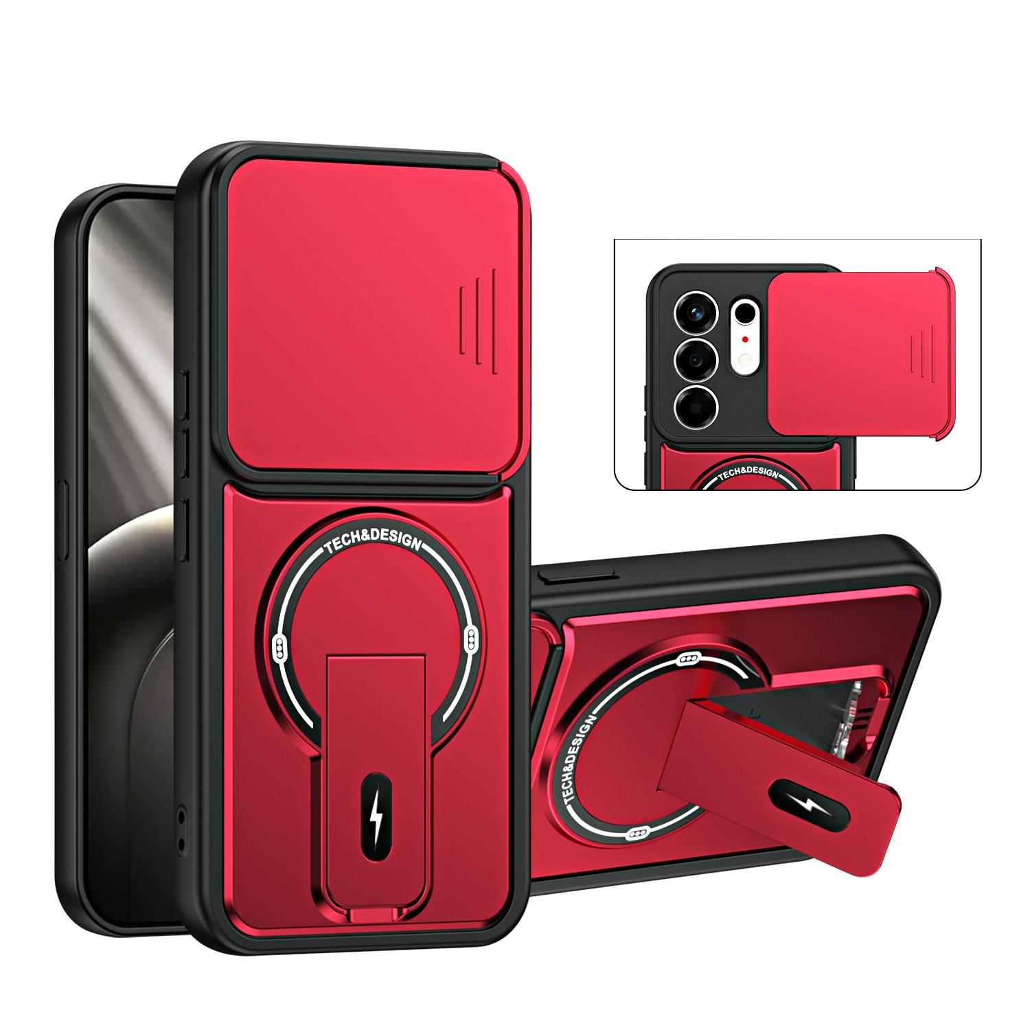 For Tecno Camon 50 4G Sliding Camshield Holder Magnetic Phone Case(Red) - Shopkiz.com