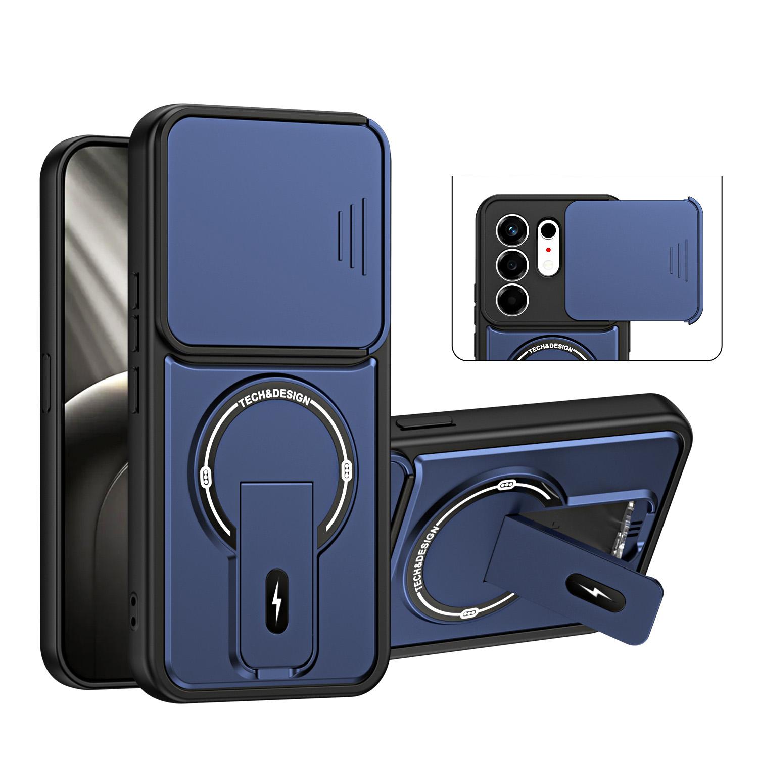 For Tecno Camon 50 4G Sliding Camshield Holder Magnetic Phone Case(Blue) - Shopkiz.com