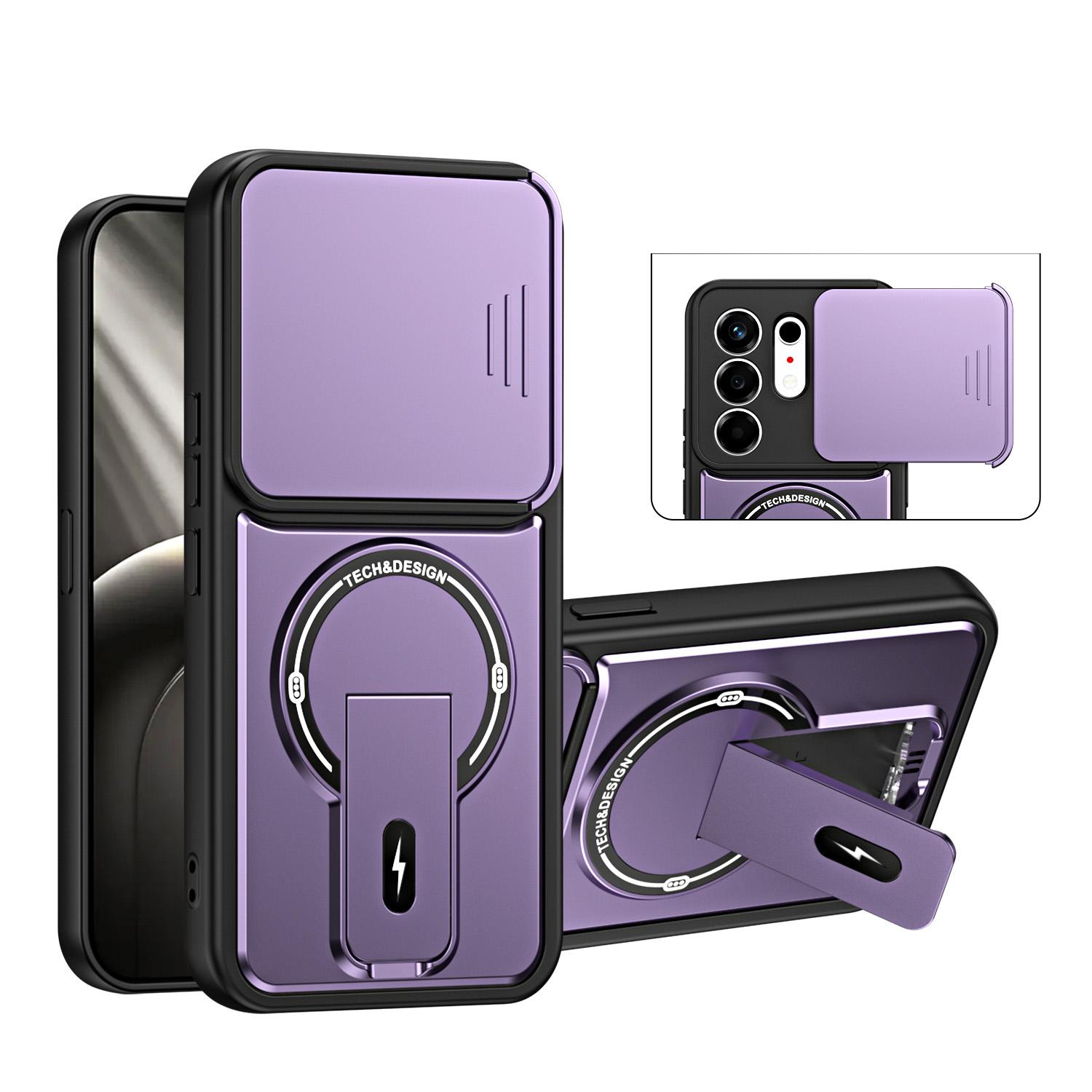 For Tecno Camon 50 4G Sliding Camshield Holder Magnetic Phone Case(Purple) - Shopkiz.com
