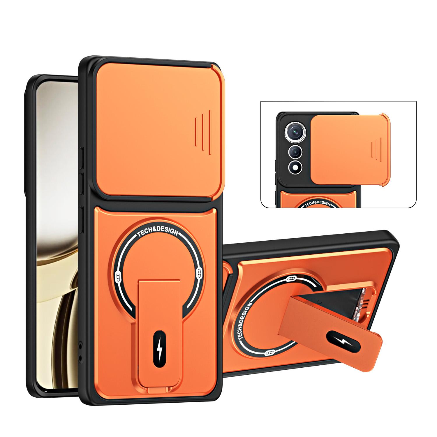 For Tecno Pova Curve 5G Sliding Camshield Holder Magnetic Phone Case(Orange) - Shopkiz.com