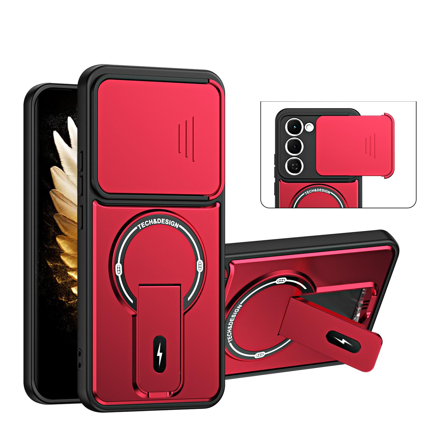 For Tecno Spark 40 Pro Sliding Camshield Holder Magnetic Phone Case(Red) - Shopkiz.com