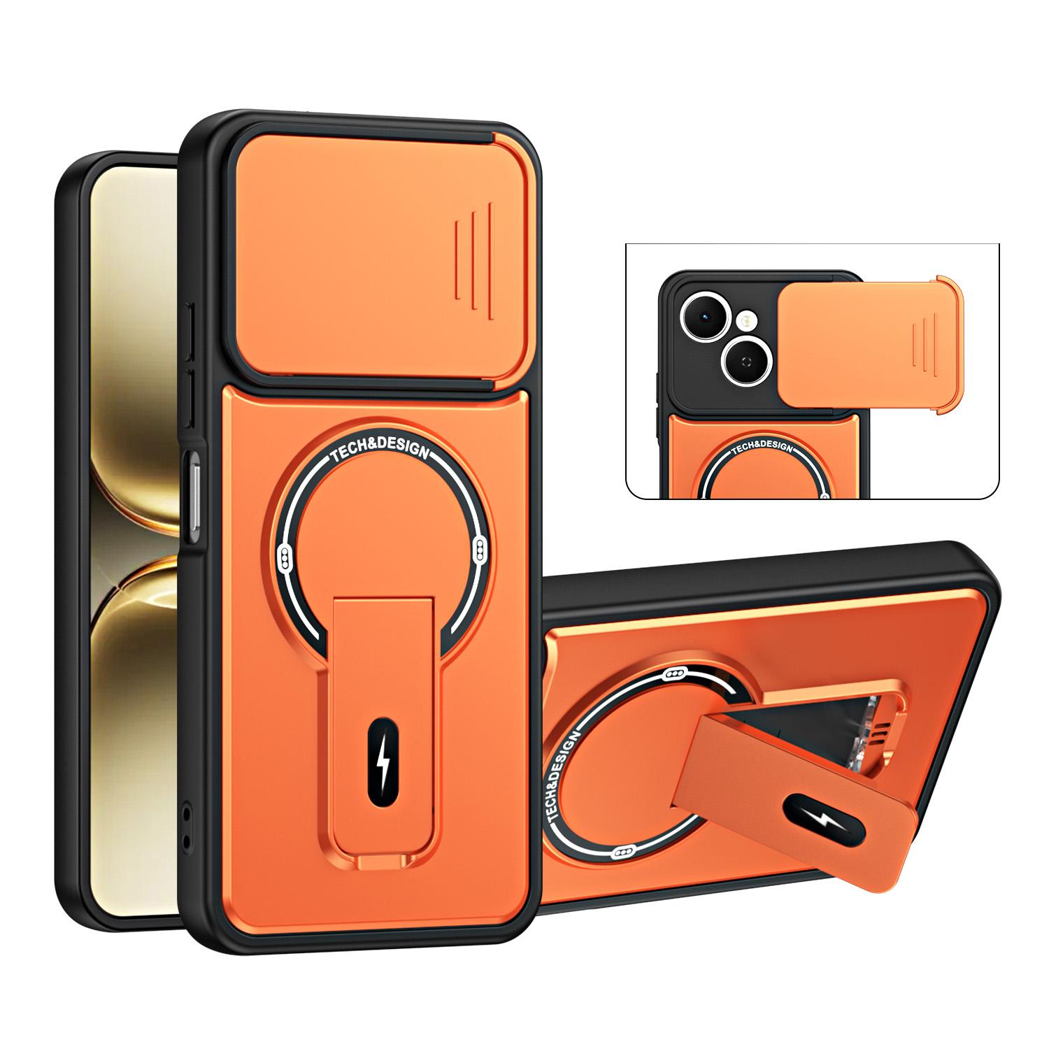 For Tecno Spark 40C Sliding Camshield Holder Magnetic Phone Case(Orange) - Shopkiz.com