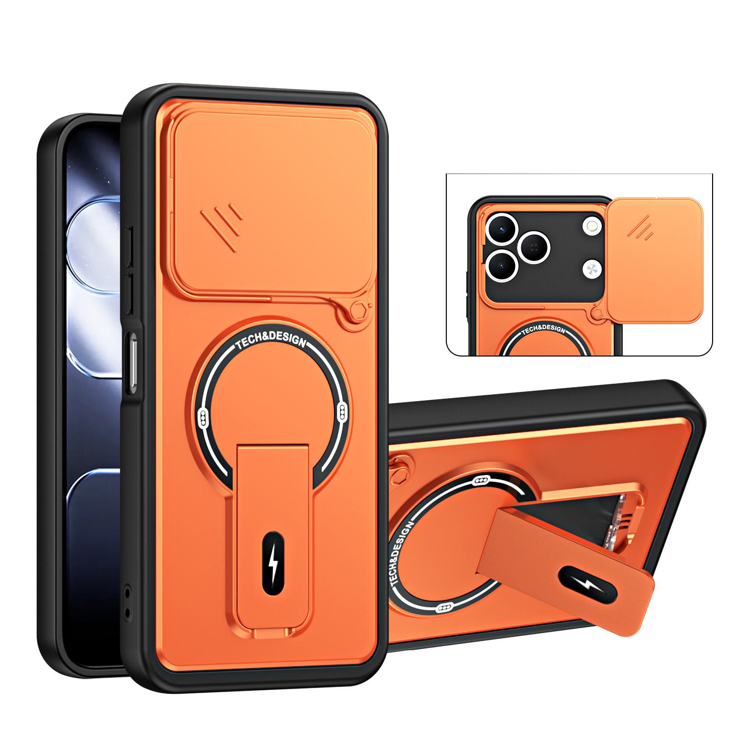 For Tecno Spark 50 4G Sliding Camshield Holder Magnetic Phone Case(Orange) - Shopkiz.com