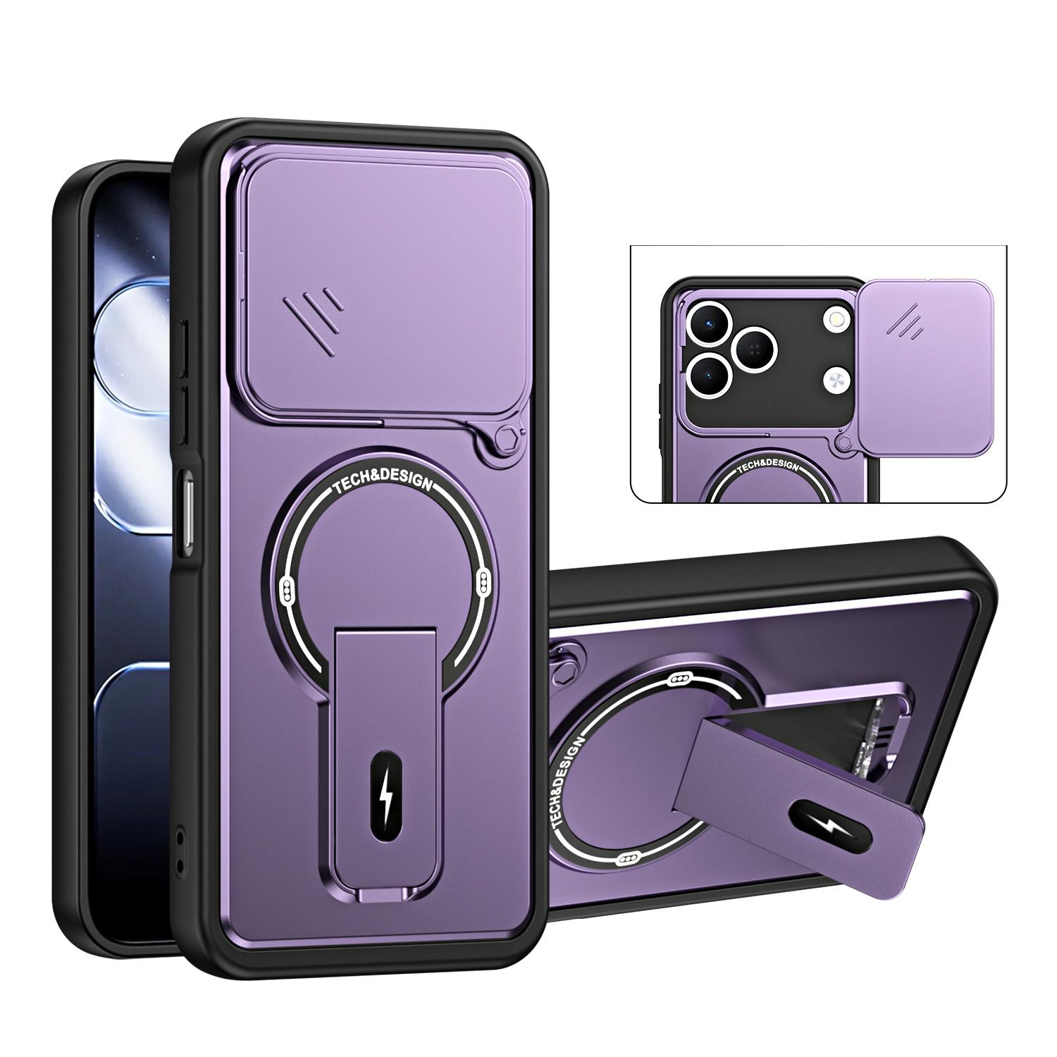 For Tecno Spark 50 4G Sliding Camshield Holder Magnetic Phone Case(Purple) - Shopkiz.com