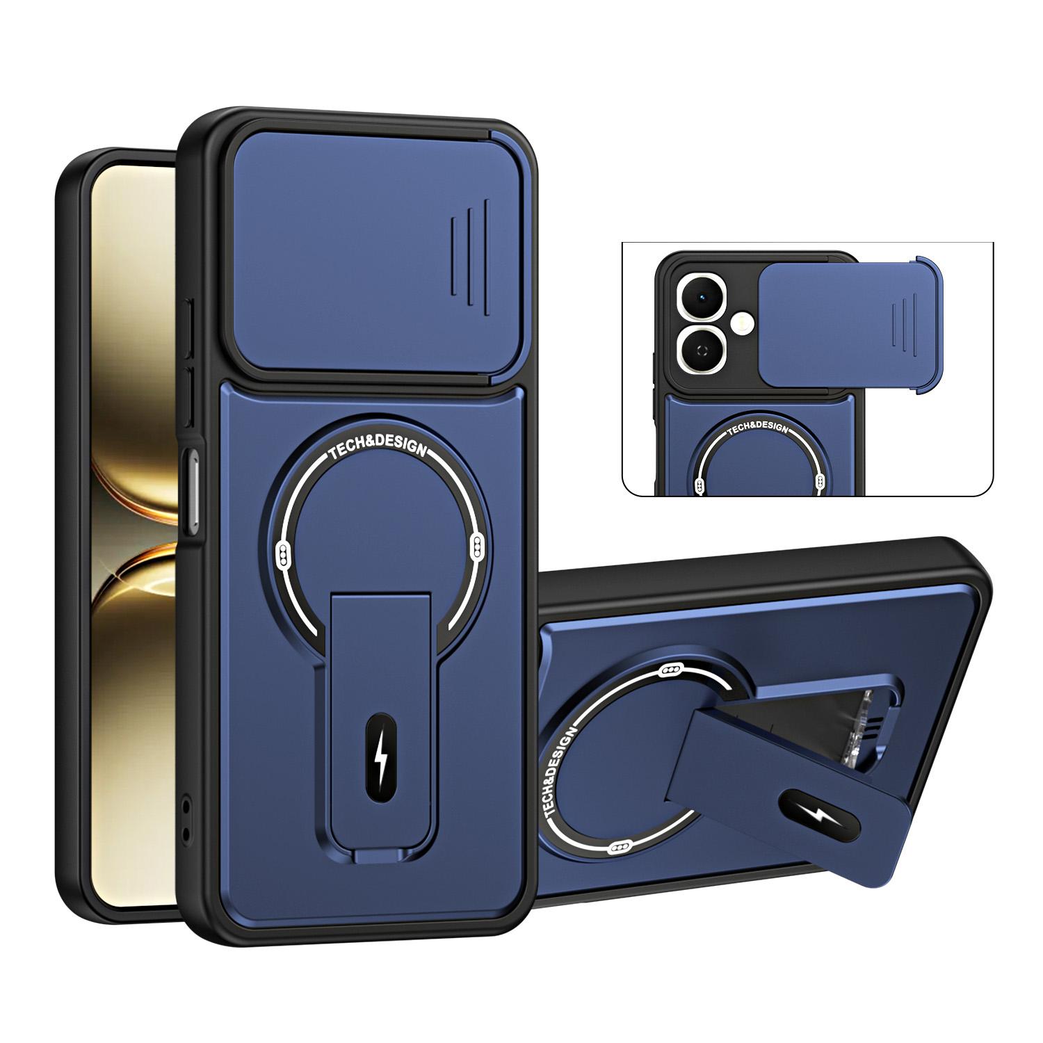 For Tecno Pop 10 / Spark Go 2 Sliding Camshield Holder Magnetic Phone Case(Blue) - Shopkiz.com