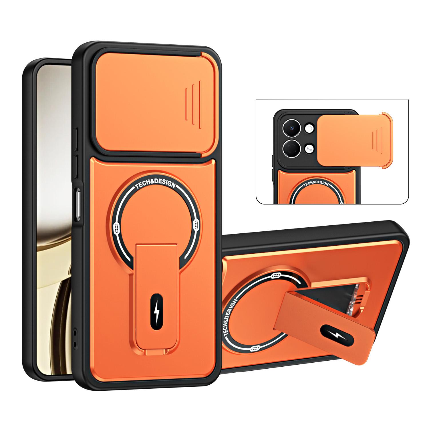 For Tecno Pop 20 / Spark Go 3 Sliding Camshield Holder Magnetic Phone Case(Orange) - Shopkiz.com