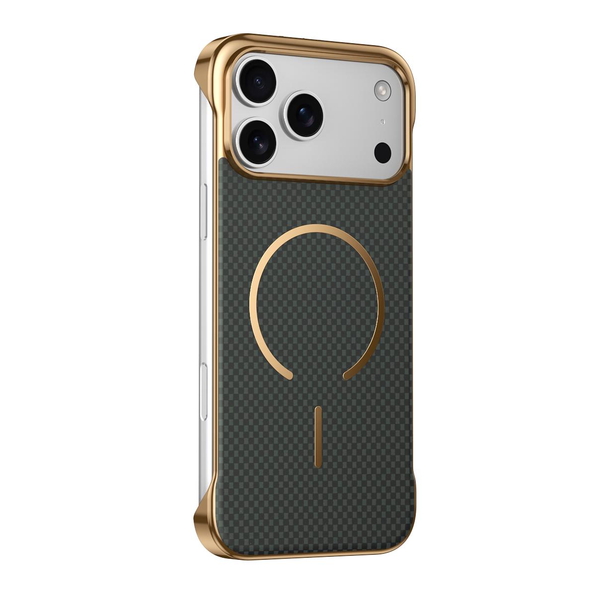 For iPhone 17 Pro Borderless Kevlar Texture Electroplated Magnetic Phone Case(Green) - Shopkiz.com