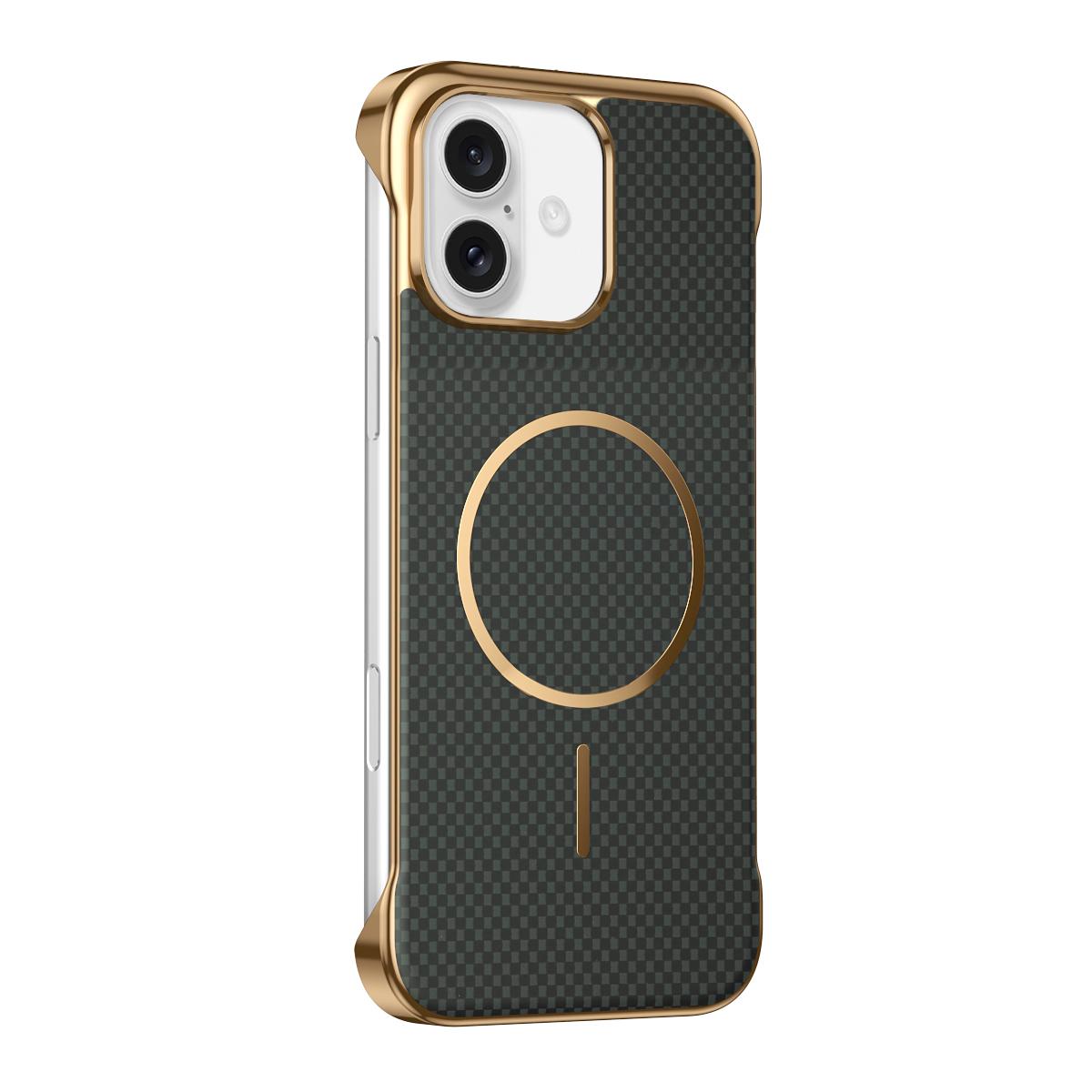 For iPhone 17 Borderless Kevlar Texture Electroplated Magnetic Phone Case(Green) - Shopkiz.com