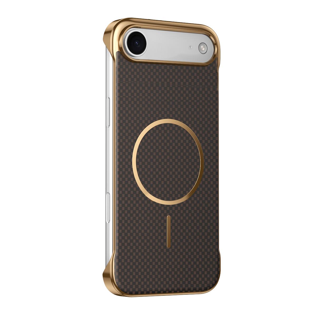 For iPhone Air Borderless Kevlar Texture Electroplated Magnetic Phone Case(Brown) - Shopkiz.com