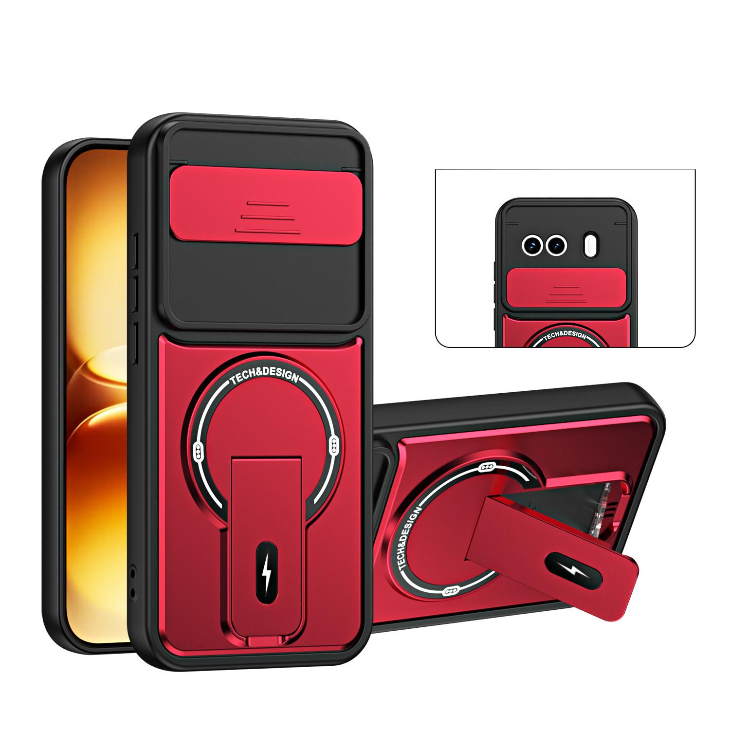 For vivo iQOO 15R 5G / Z11 Turbo Sliding Camshield Holder Magnetic Phone Case(Red) - Shopkiz.com