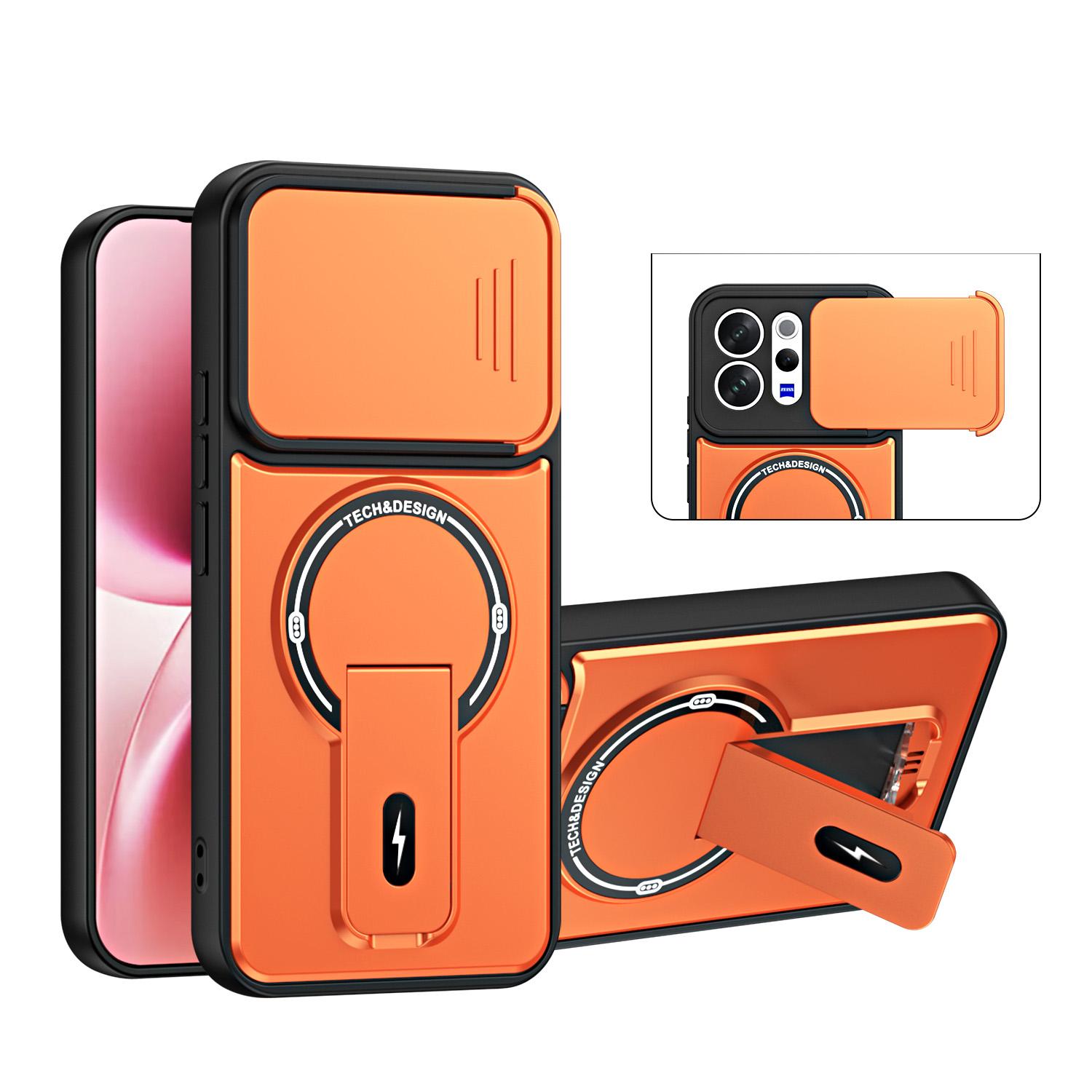 For vivo V70 Global / S50 5G / V70 Lite Sliding Camshield Holder Magnetic Phone Case(Orange) - Shopkiz.com