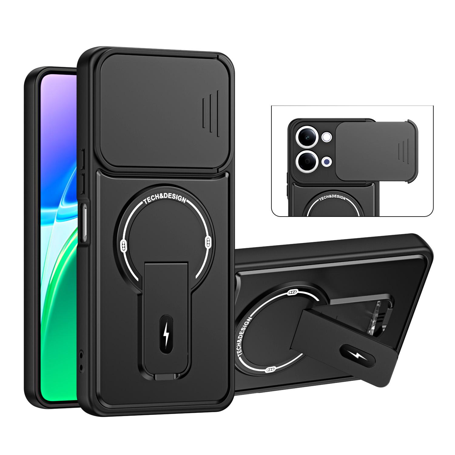 For vivo Y05 / Y21 5G Sliding Camshield Holder Magnetic Phone Case(Black) - Shopkiz.com