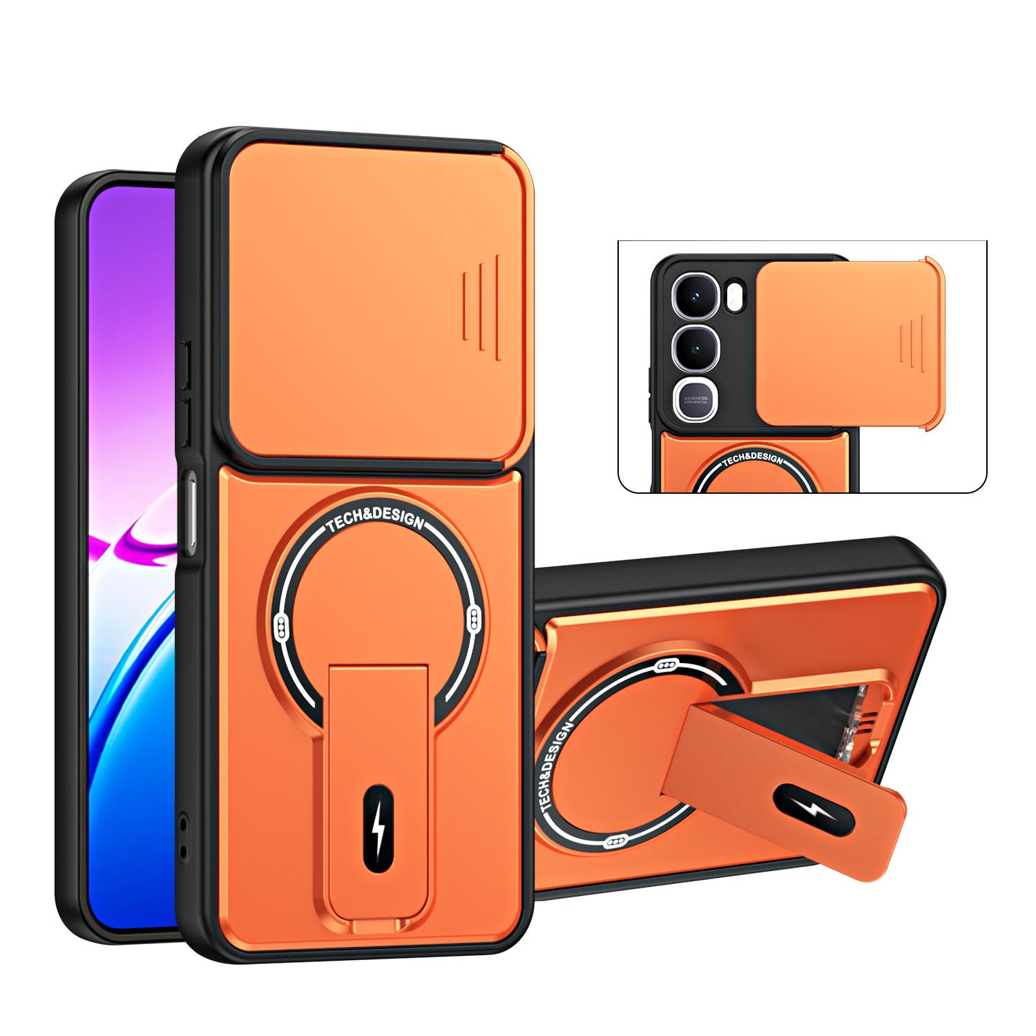 For vivo Y31 5G / Y21d Sliding Camshield Holder Magnetic Phone Case(Orange) - Shopkiz.com