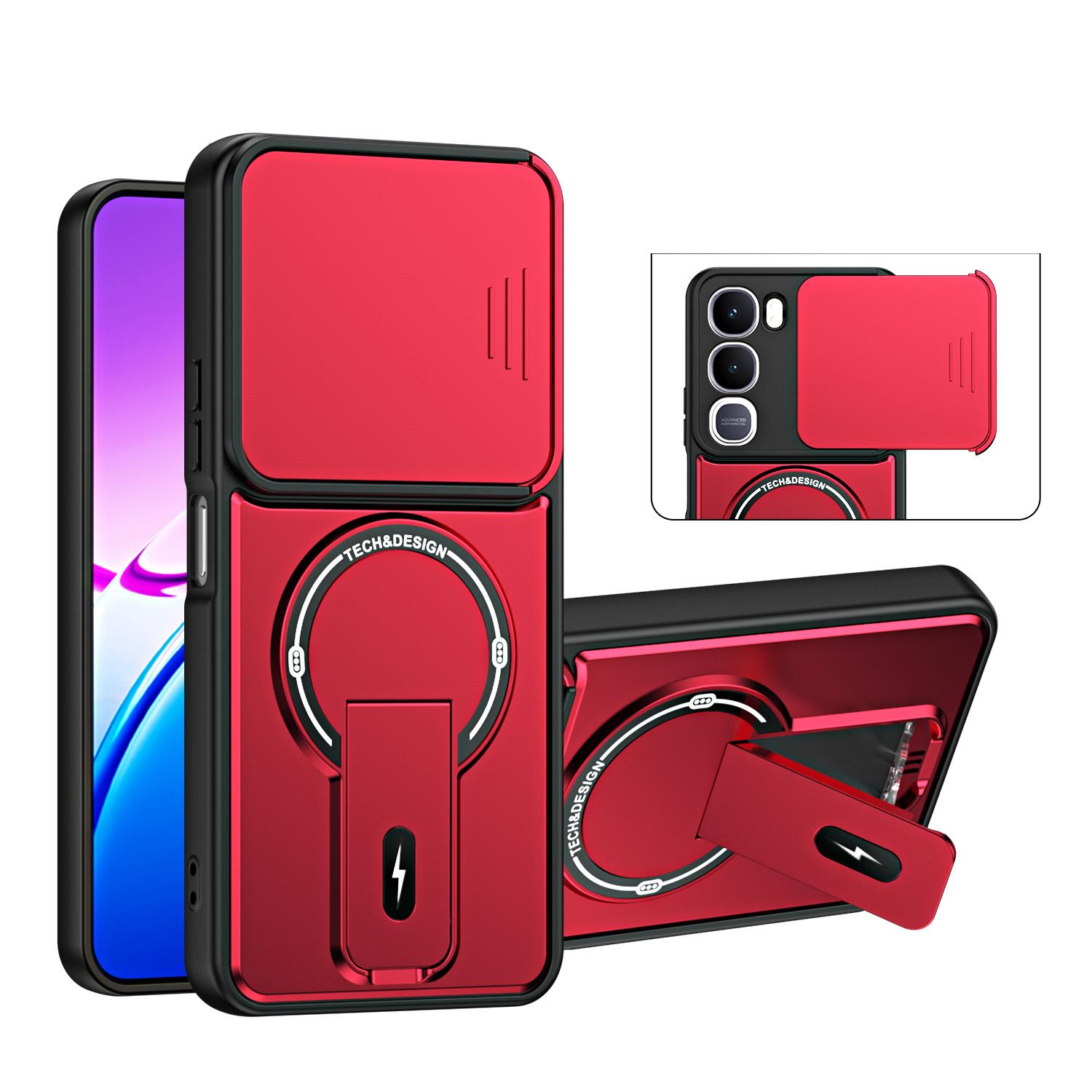 For vivo Y31 5G / Y21d Sliding Camshield Holder Magnetic Phone Case(Red) - Shopkiz.com