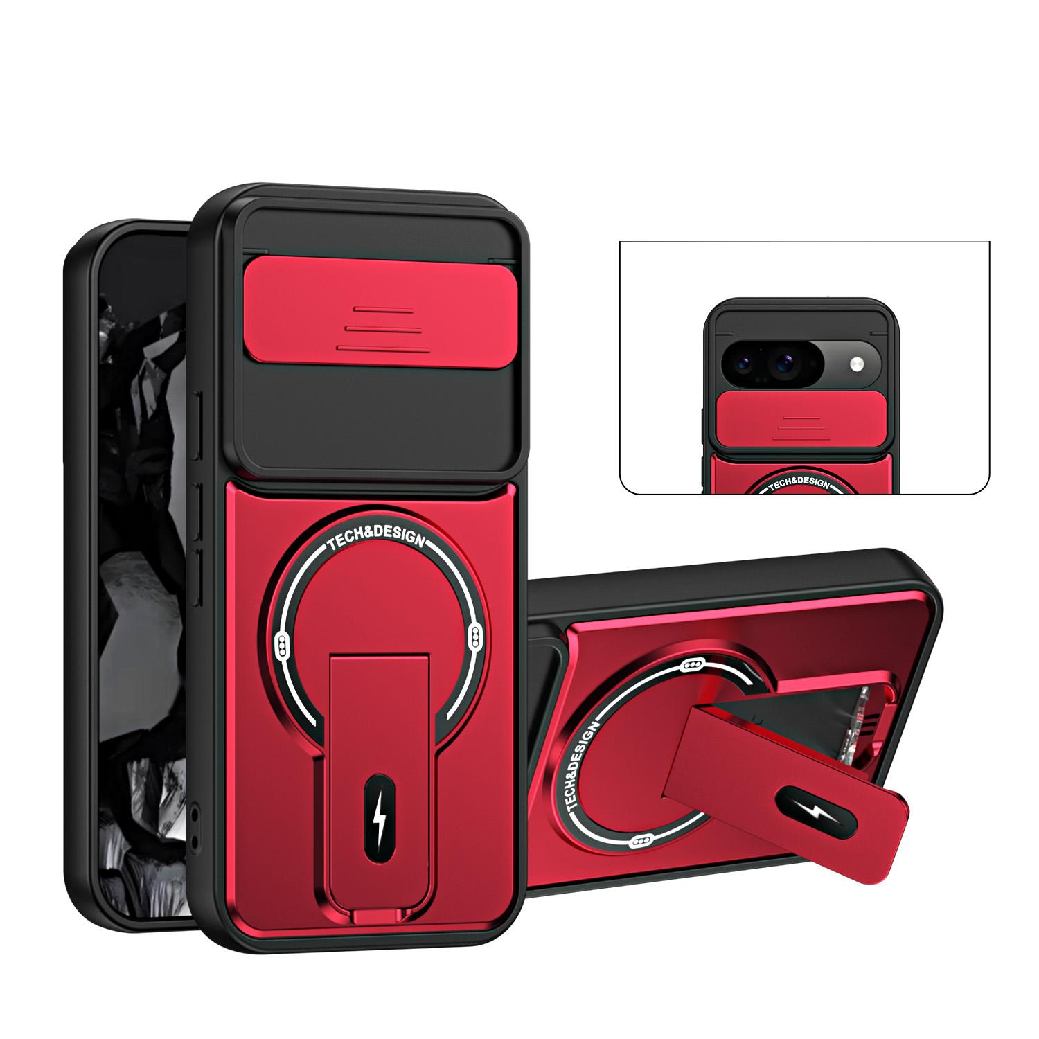 For Google Pixel 9 / 9 Pro Sliding Camshield Holder Magnetic Phone Case(Red) - Shopkiz.com