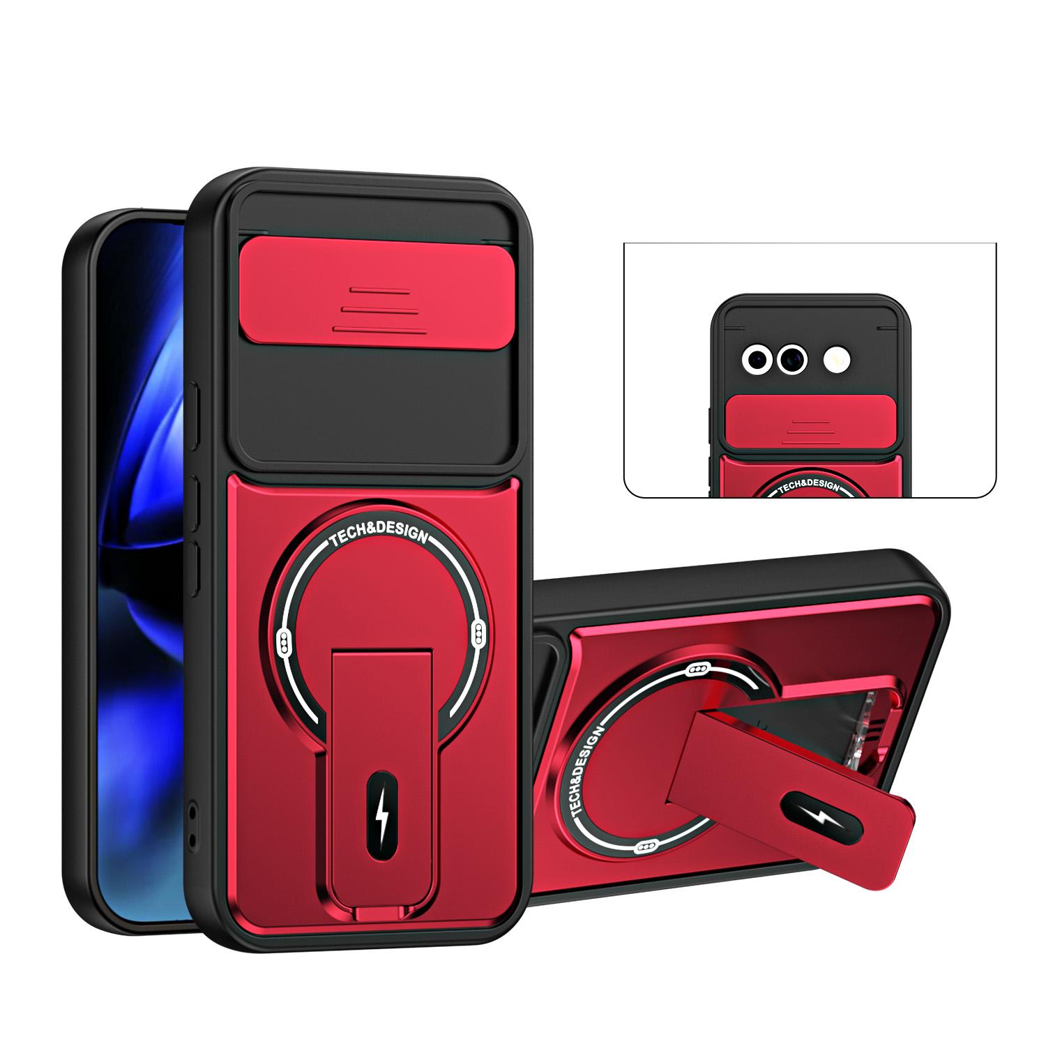 For Google Pixel 9a Sliding Camshield Holder Magnetic Phone Case(Red) - Shopkiz.com