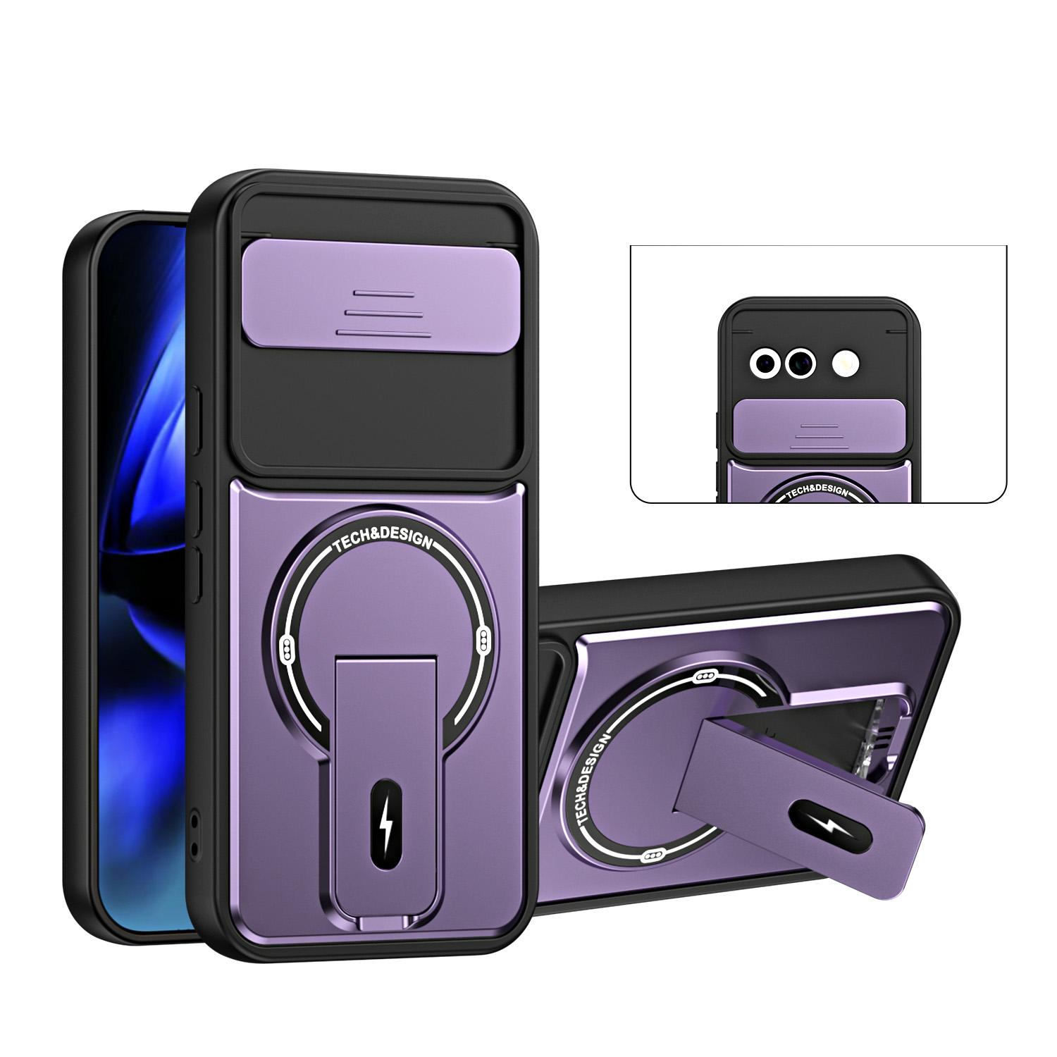For Google Pixel 9a Sliding Camshield Holder Magnetic Phone Case(Purple) - Shopkiz.com