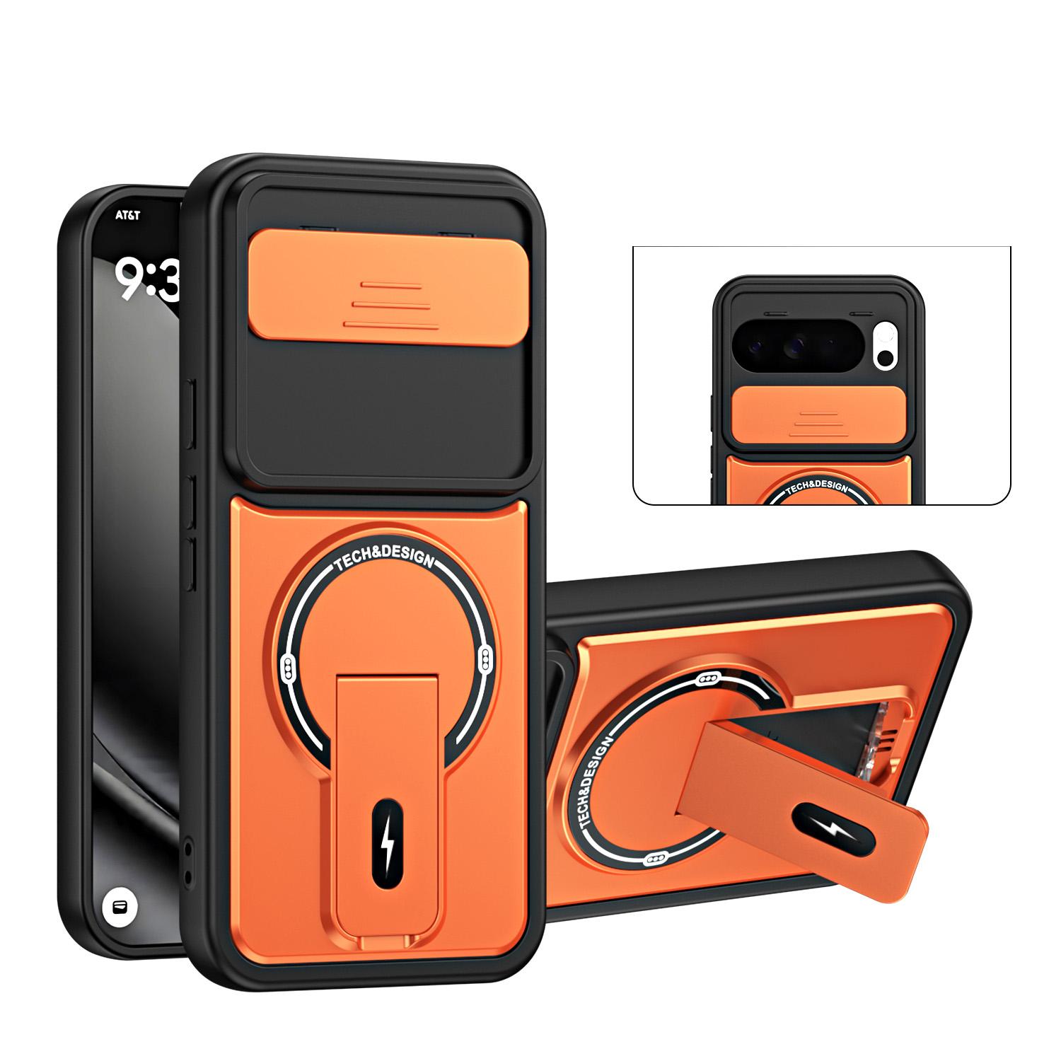 For Google Pixel 10 Pro XL Sliding Camshield Holder Magnetic Phone Case(Orange) - Shopkiz.com