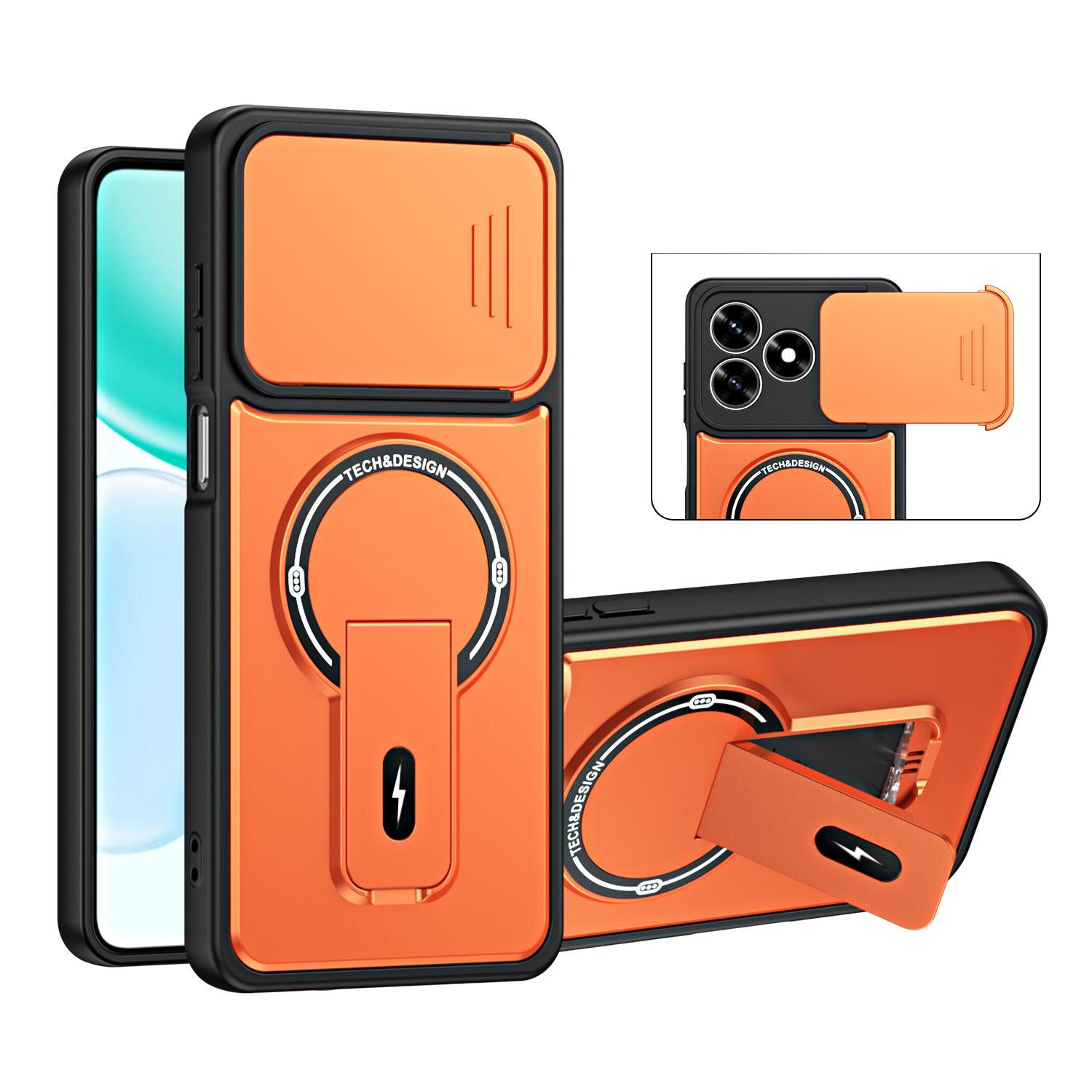 For Honor 600 Lite / 500 Smart Global 5G Sliding Camshield Holder Magnetic Phone Case(Orange) - Shopkiz.com