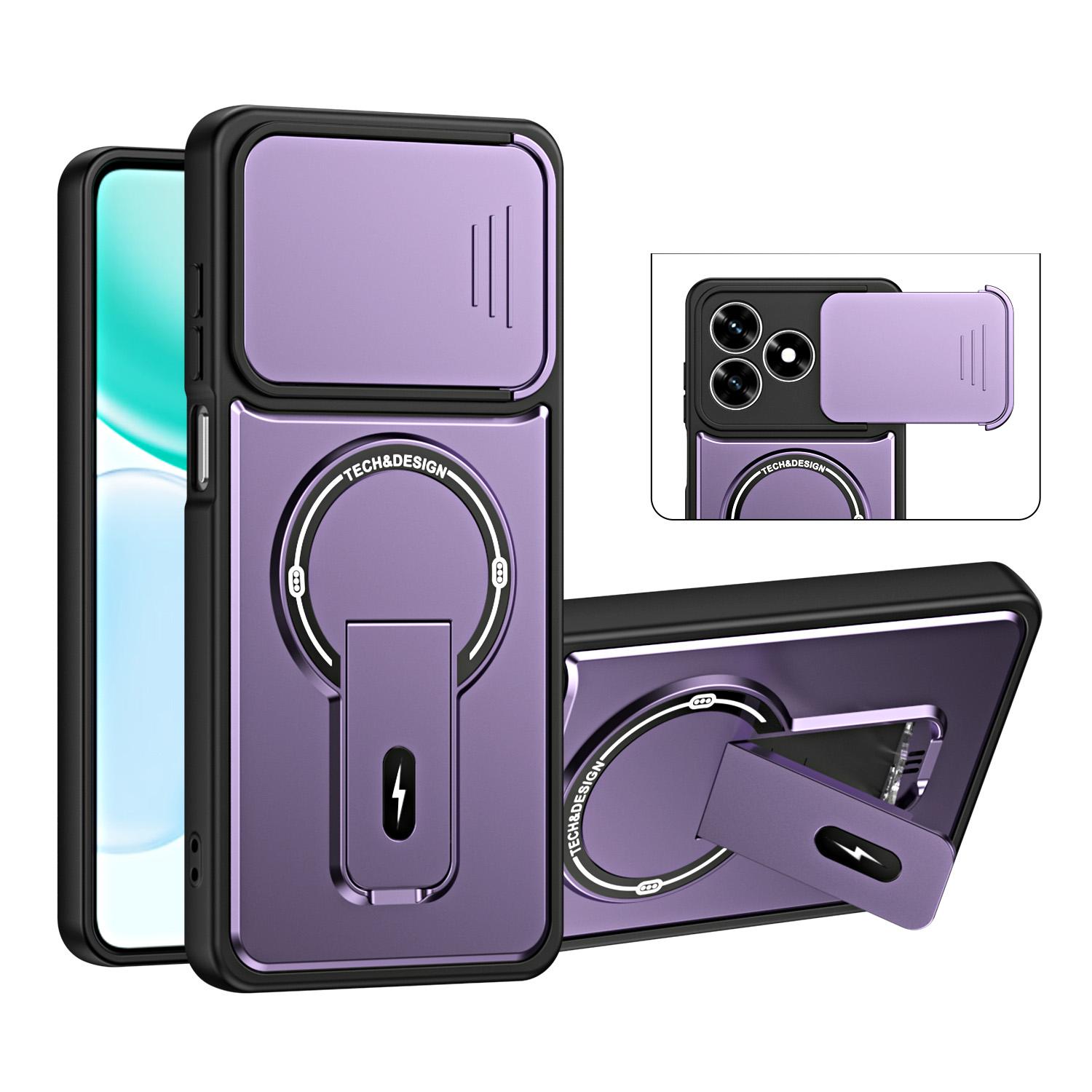 For Honor 600 Lite / 500 Smart Global 5G Sliding Camshield Holder Magnetic Phone Case(Purple) - Shopkiz.com
