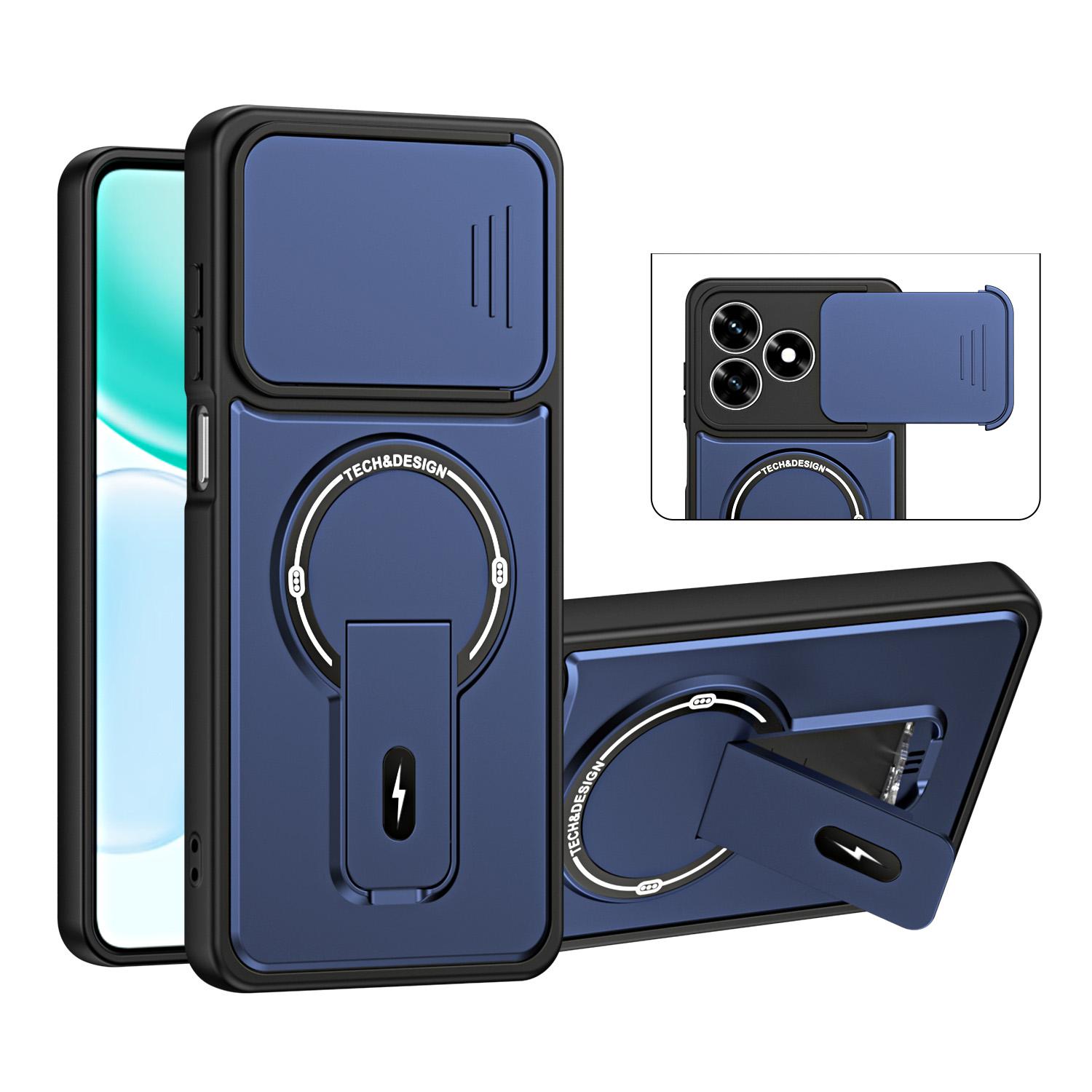 For Honor X5c / X5c Plus / X5d Sliding Camshield Holder Magnetic Phone Case(Blue) - Shopkiz.com