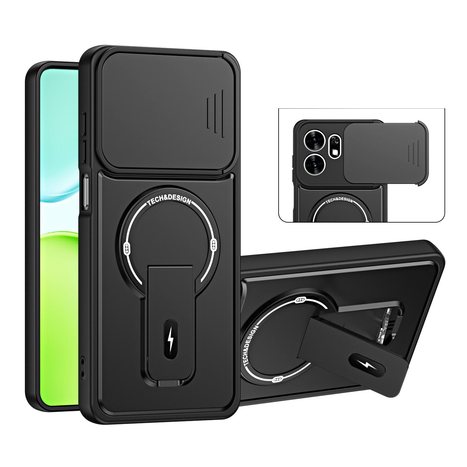 For Honor X6d / Play 60A 5G Sliding Camshield Holder Magnetic Phone Case(Black) - Shopkiz.com
