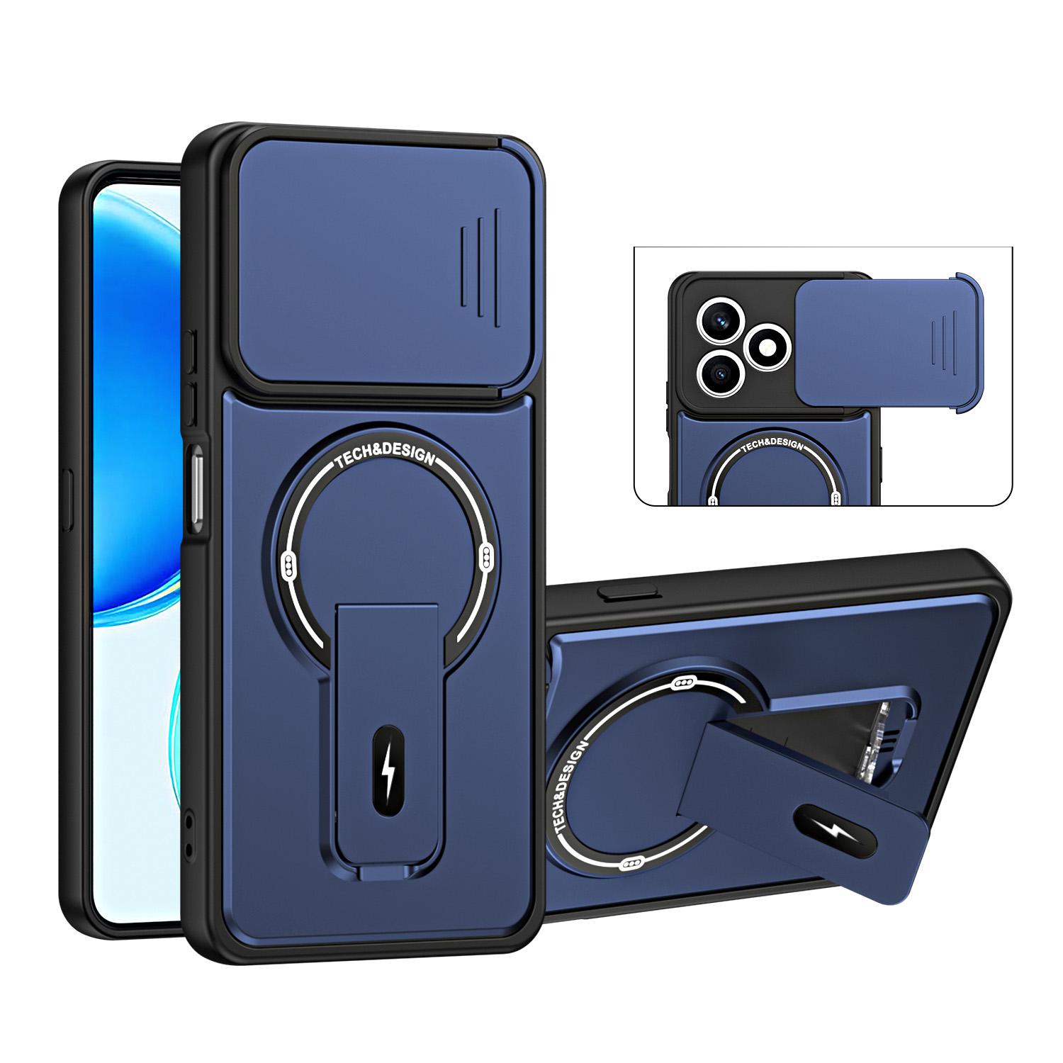 For Honor X8d 4G Sliding Camshield Holder Magnetic Phone Case(Blue) - Shopkiz.com