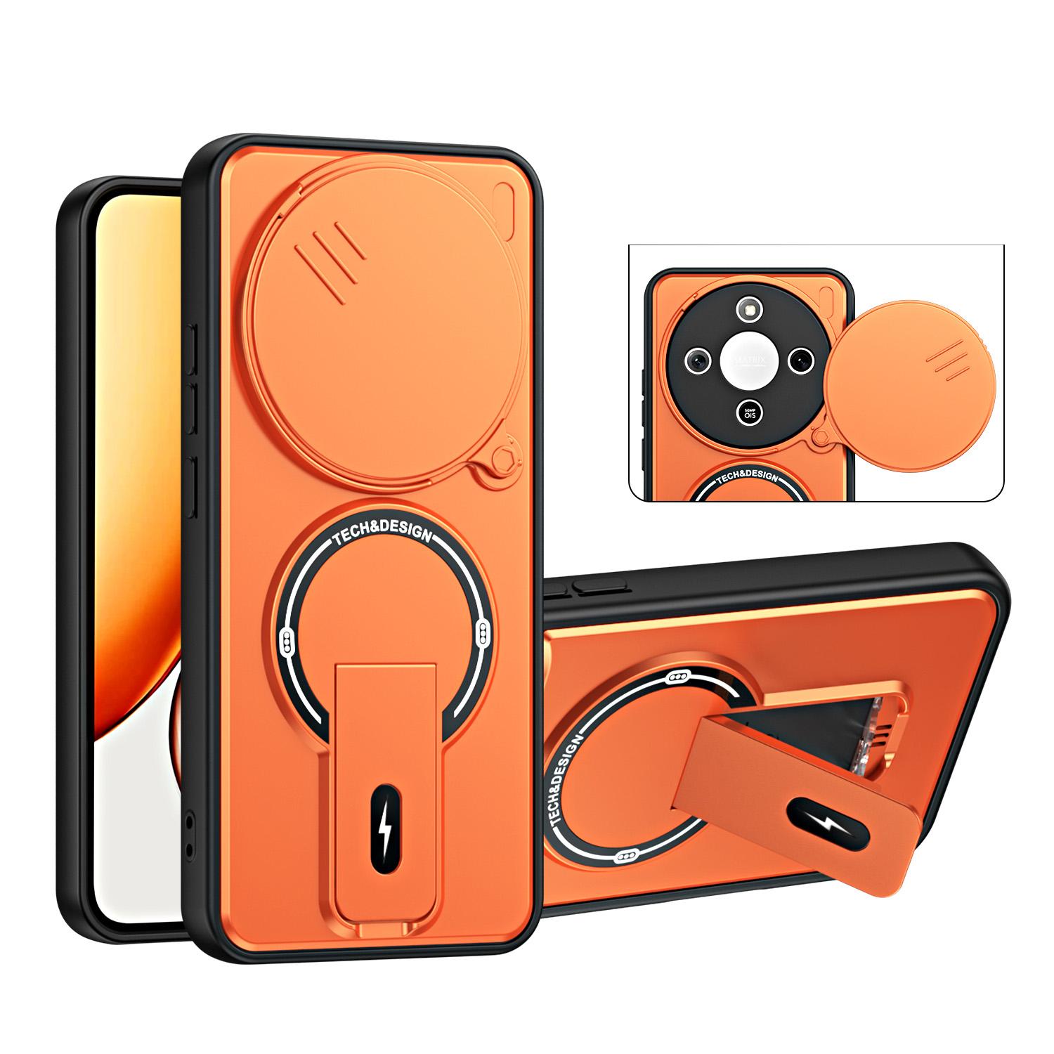 For Honor X9a / X40 / Magic5 Lite Sliding Camshield Holder Magnetic Phone Case(Orange) - Shopkiz.com