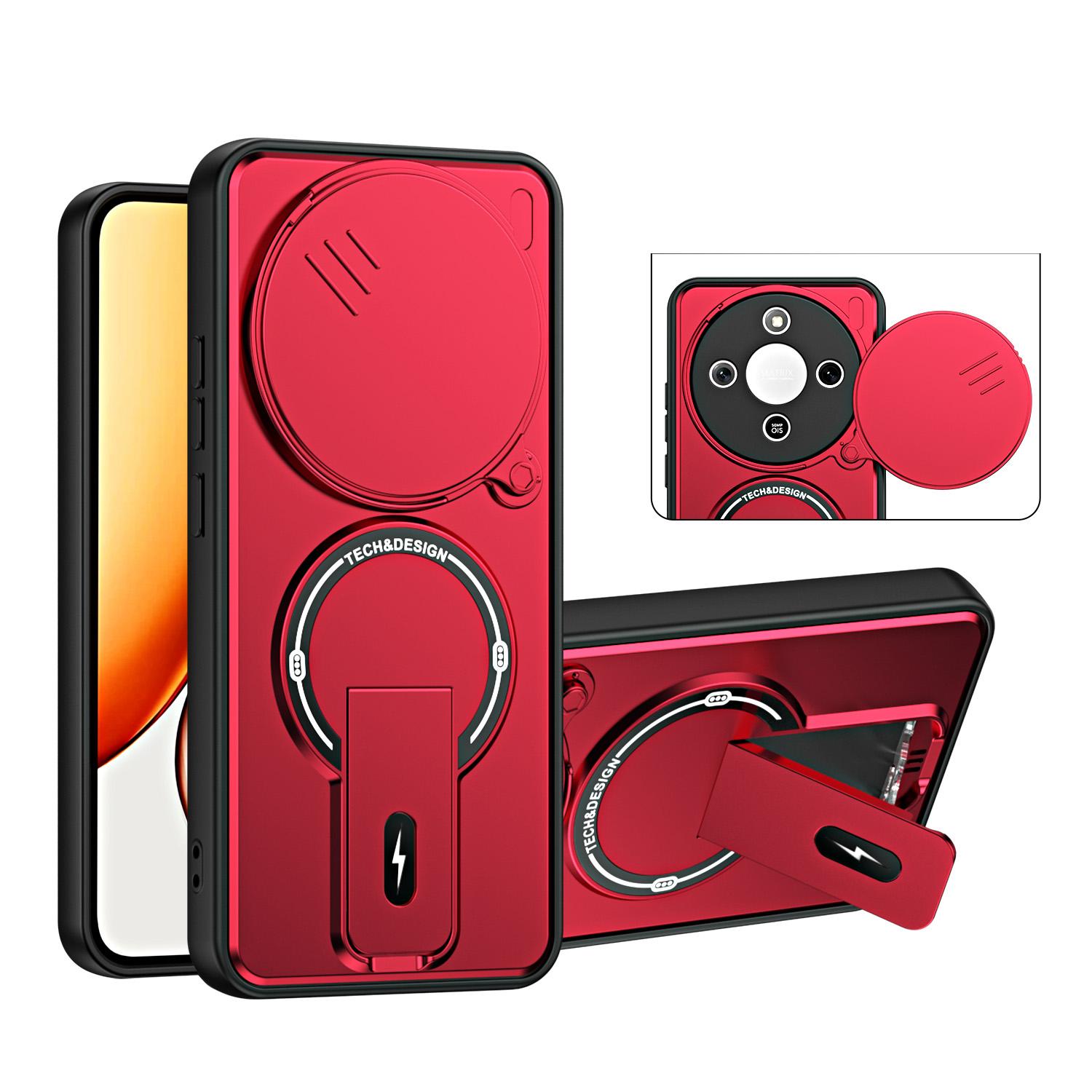 For Honor X9a / X40 / Magic5 Lite Sliding Camshield Holder Magnetic Phone Case(Red) - Shopkiz.com