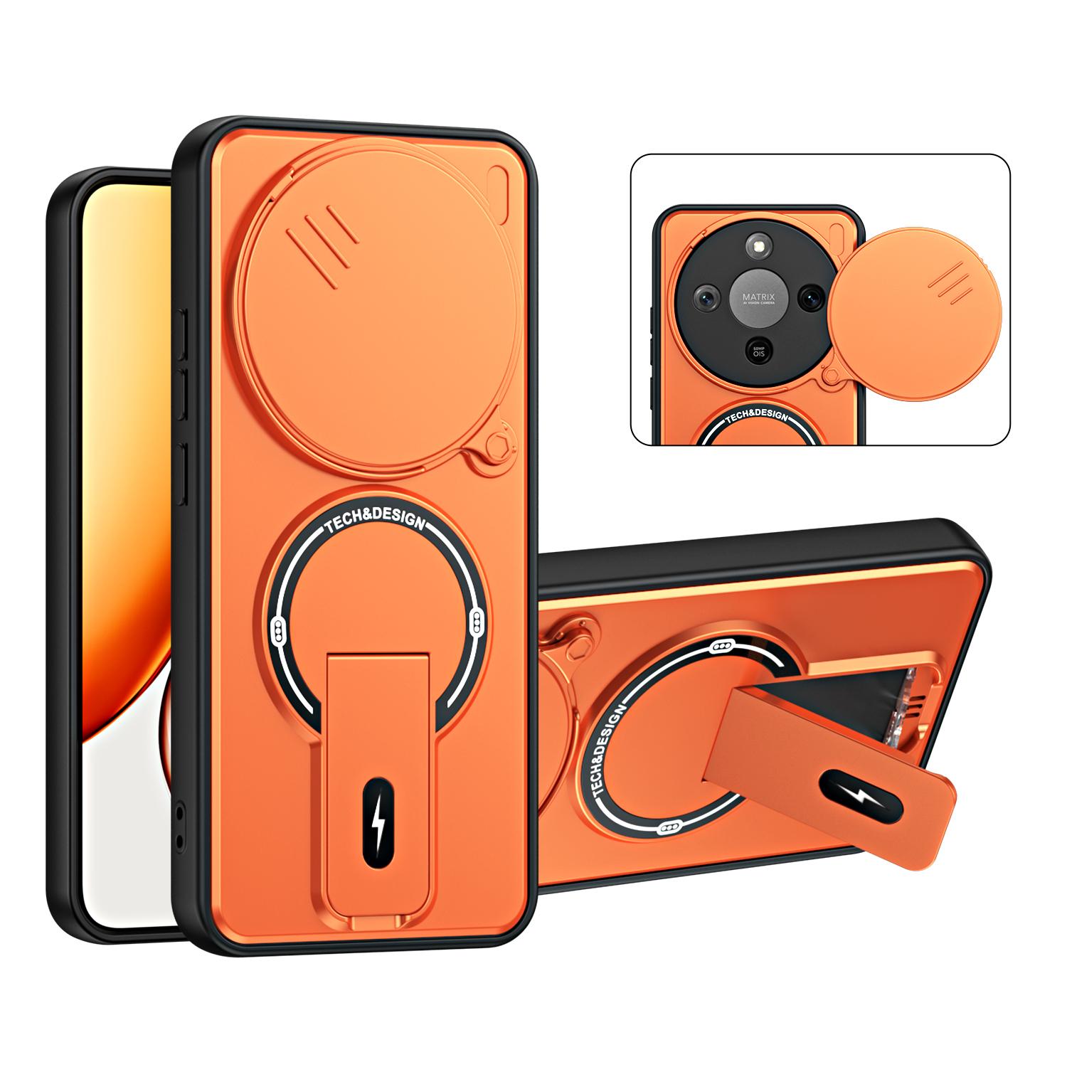 For Honor X9d / X70 5G Sliding Camshield Holder Magnetic Phone Case(Orange) - Shopkiz.com