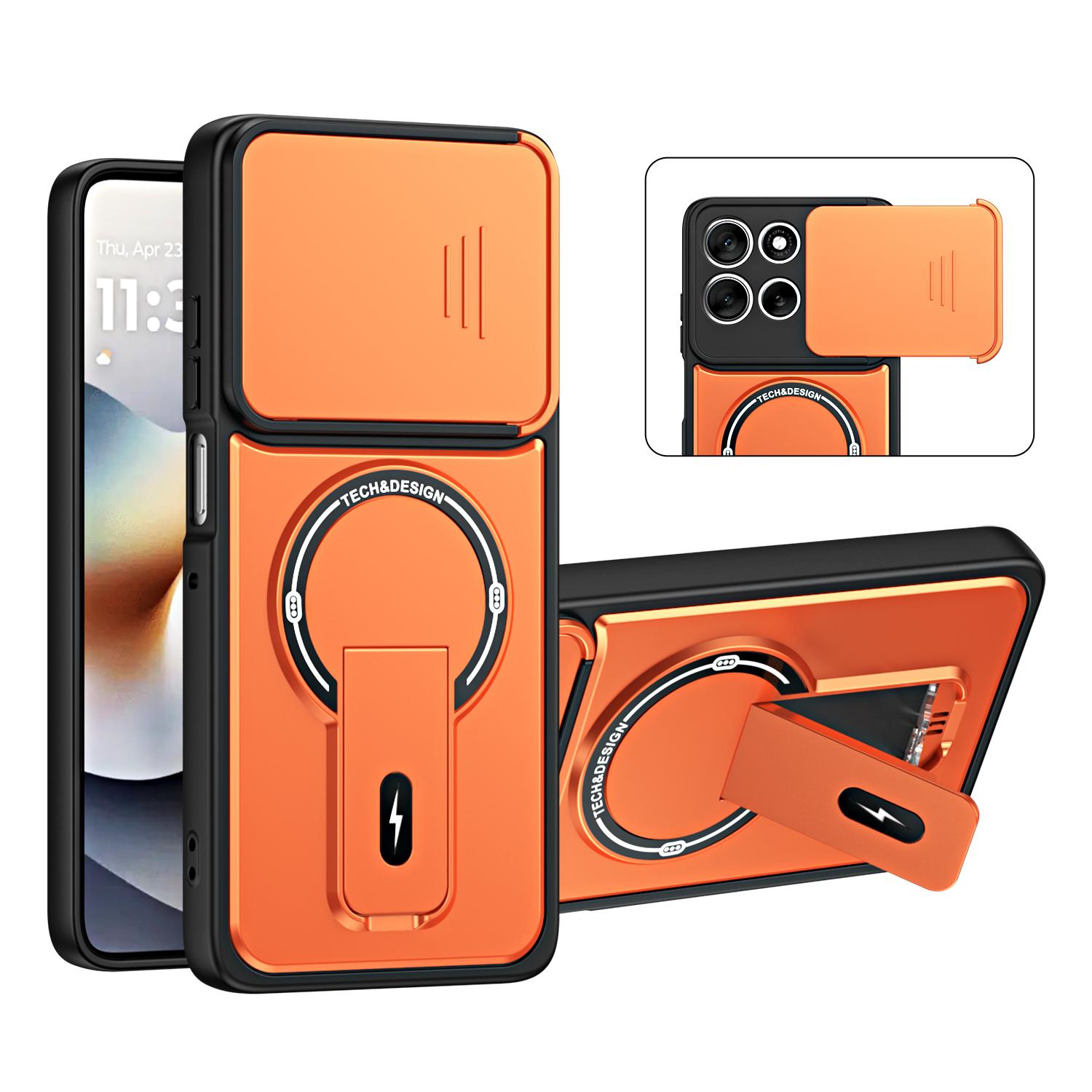 For Motorola Moto G37 / G47 5G Sliding Camshield Holder Magnetic Phone Case(Orange) - Shopkiz.com